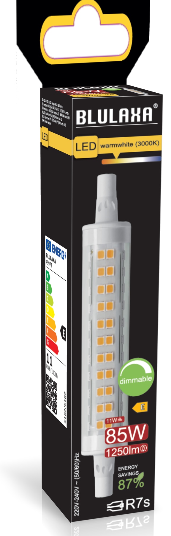 BLULAXA LED-SMD-Lampe, R7s, 11W, 3000K, EEK: E, 1250lm, warmweiß, DIM, IP20, 118 mm BLULAXA LED-SMD-Lampe, R7s, 11W, 3000K, EEK: E, 1250lm, warmweiß, DIM, IP20, 118 mm
