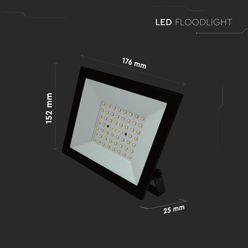 V-TAC LED-Fluter, VT-44054, 50 W, 4000K, EEK: F, 4000 lm, neutralweiß, IP65, schwarz V-TAC LED-Fluter, VT-44054, 50 W, 4000K, EEK: F, 4000 lm, neutralweiß, IP65, schwarz