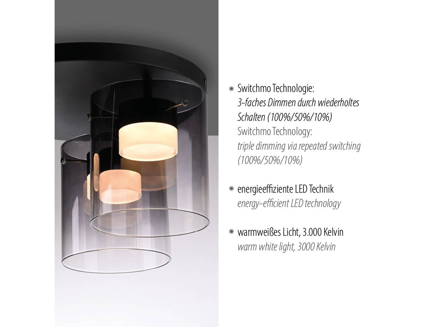JUST LIGHT LED-Deckenleuchte 14041-18, 22,5W, 2400lm, 3000K, schwarz JUST LIGHT LED-Deckenleuchte 14041-18, 7,5W, 800lm, 3000K, schwarz