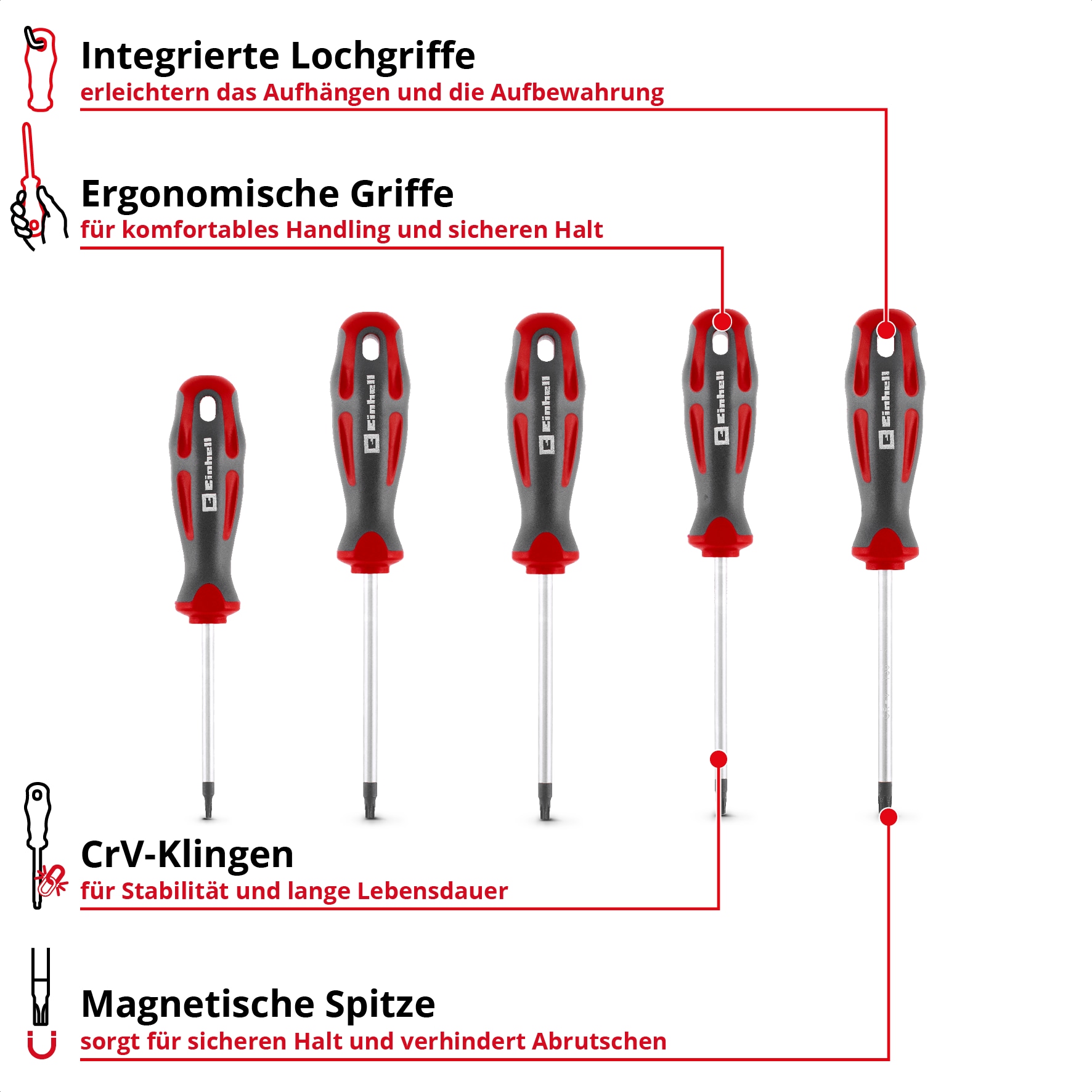 EINHELL Schraubendreher-Set T-Profil, 370537, 5-teilig EINHELL Schraubendreher-Set T-Profil, 370537, 5-teilig