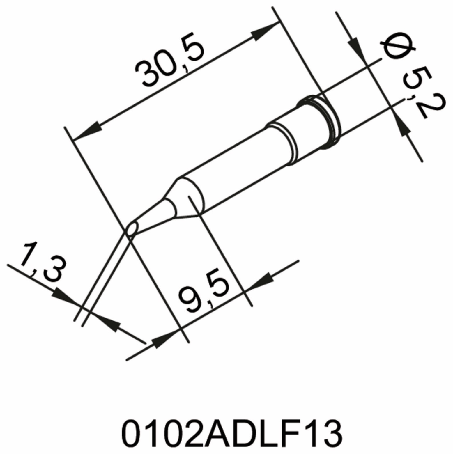 ERSA Lötspitze, 0102ADLF13/SB, angeschrägt, 1,3 mm