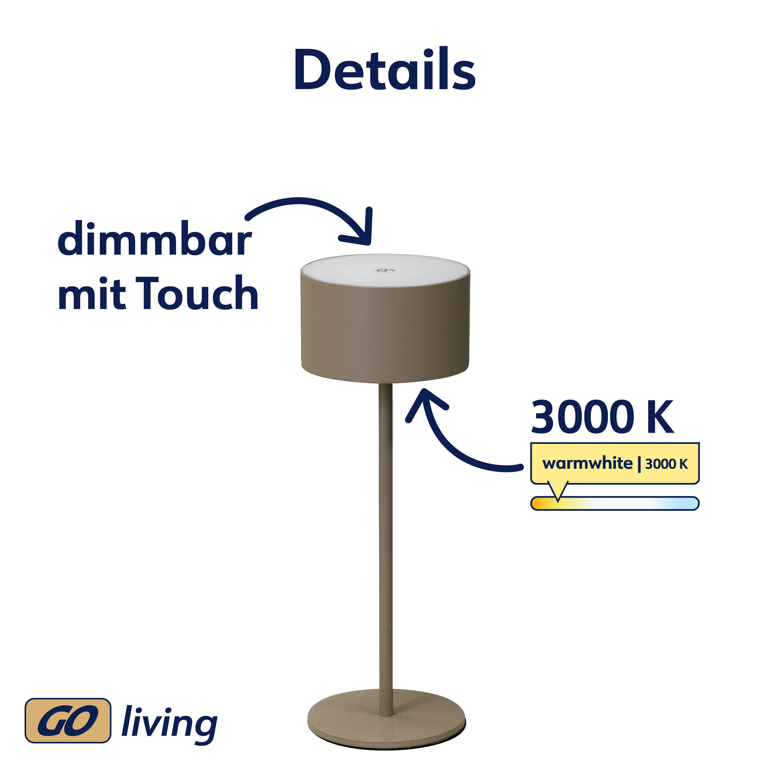 MÜLLER-LICHT LED-Akku-Tischleuchte Flora, 2 W, 110 lm, 3000 K, braun MÜLLER-LICHT LED-Akku-Tischleuchte Flora, 2 W, 110 lm, 3000 K, braun