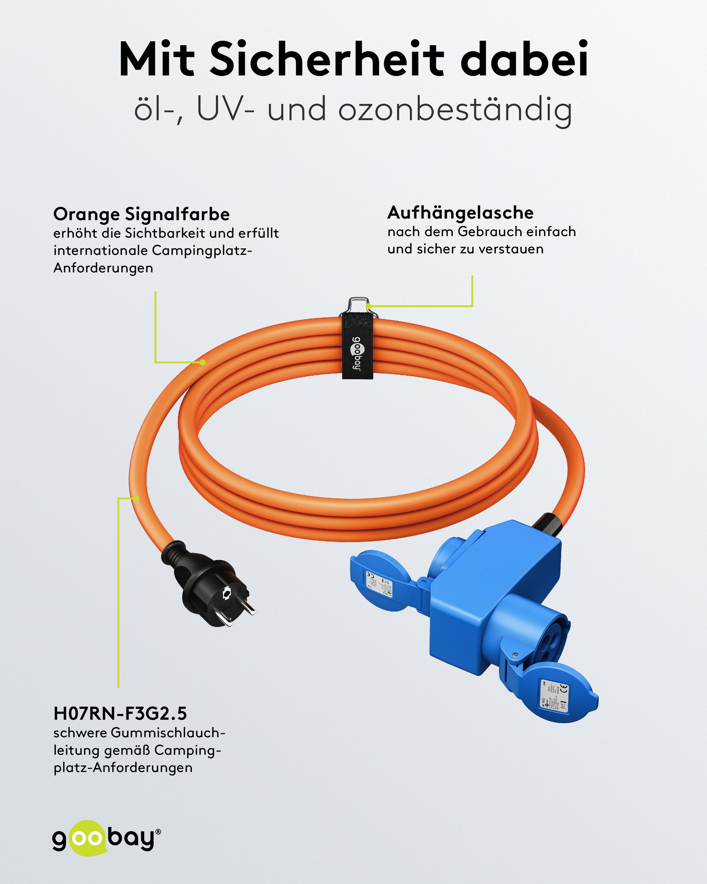 GOOBAY CEE-Adapterkabel 76222, 1,5 m, Schutzkontakt Stecker zu CEE-+ SK.-Kupplung GOOBAY CEE-Adapterkabel 76222, 1,5 m, Schutzkontakt Stecker zu CEE-+ SK.-Kupplung