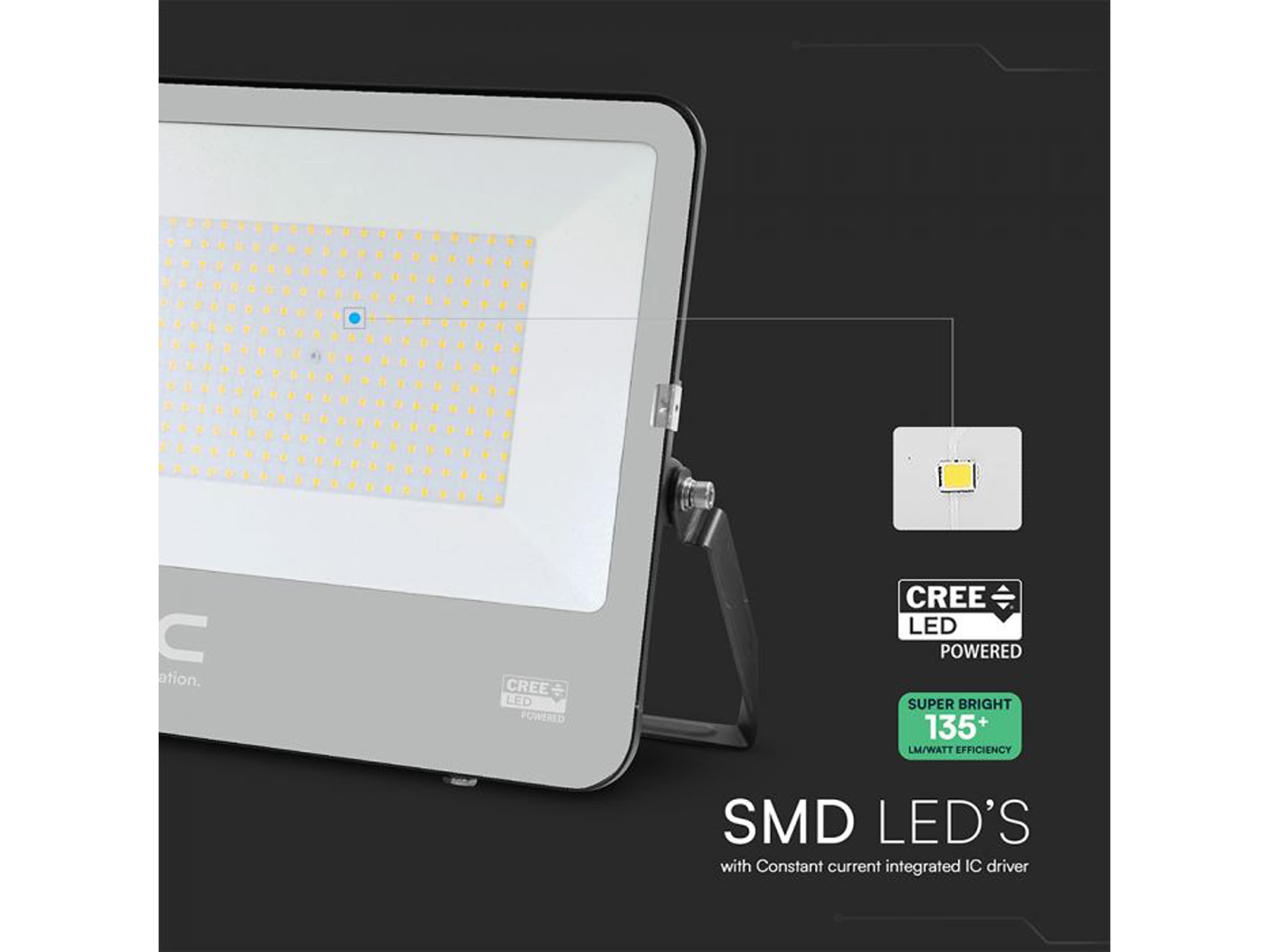 V-TAC LED-Fluter VT-44201, 200W, 4000K, EEK: D, 27000lm, neutralweiß, IP65, schwarz V-TAC LED-Fluter VT-44201, 200W, 4000K, EEK: D, 27000lm, neutralweiß, IP65, schwarz