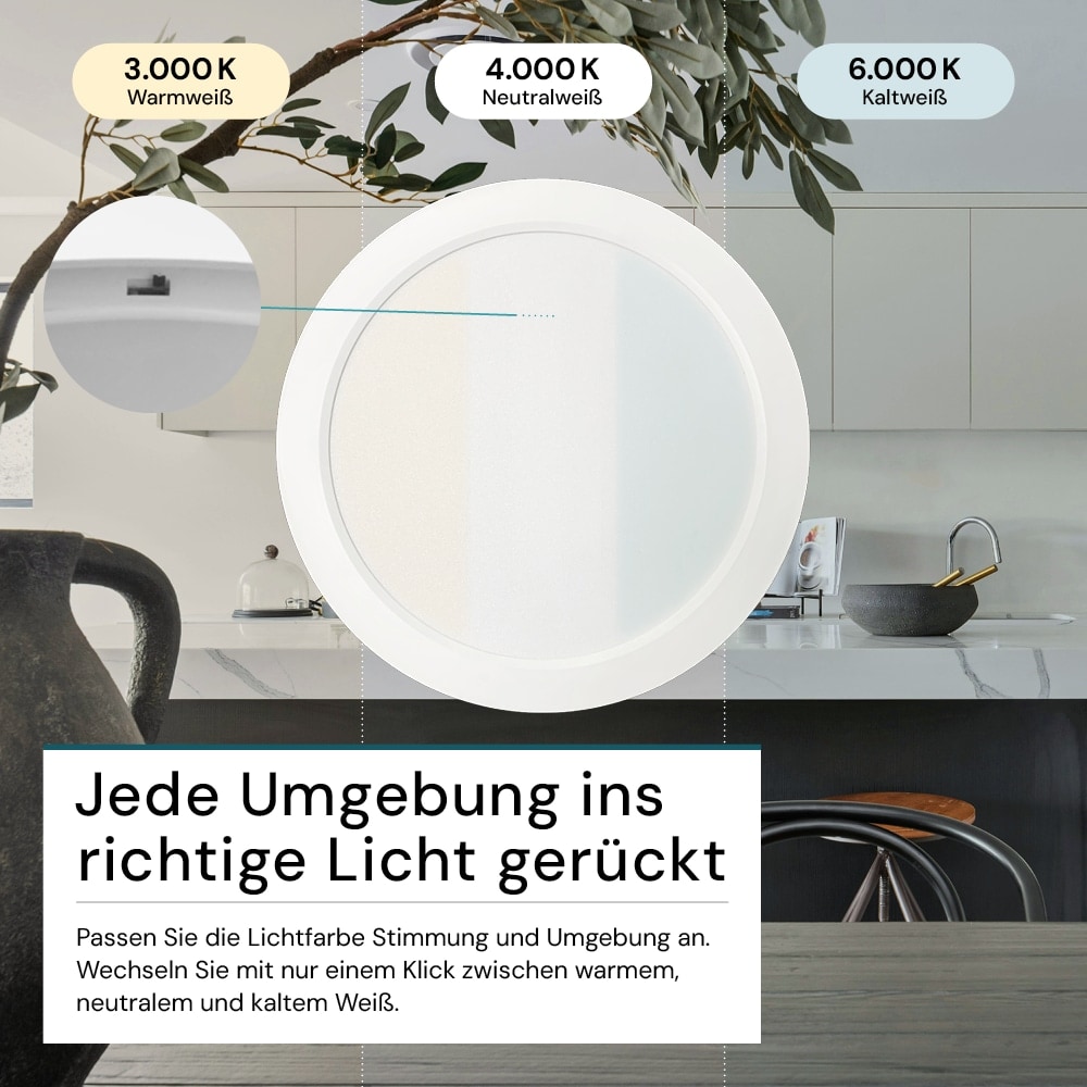 LUXULA LED-Deckenleuchte, 12W, EEK: F, 1200lm, CCT, IP44, rund, weiß LUXULA LED-Deckenleuchte, 12W, EEK: F, 1200lm, CCT, IP44, rund, weiß