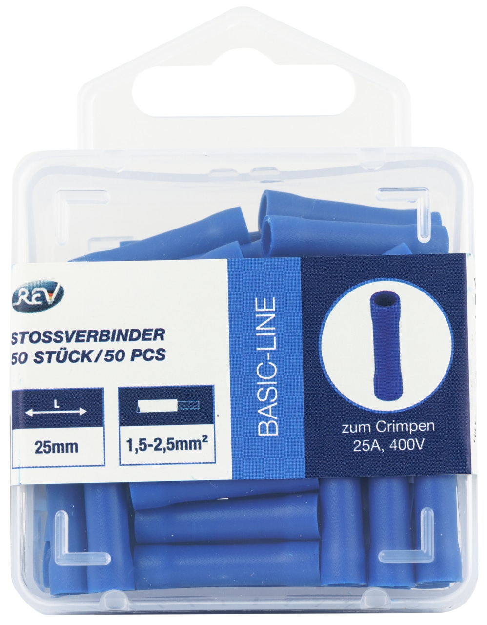 REV Stoßverbinder, blau, 1,5... 2,5 mm², 50 Stück REV Stoßverbinder, blau, 1,5... 2,5 mm², 50 Stück