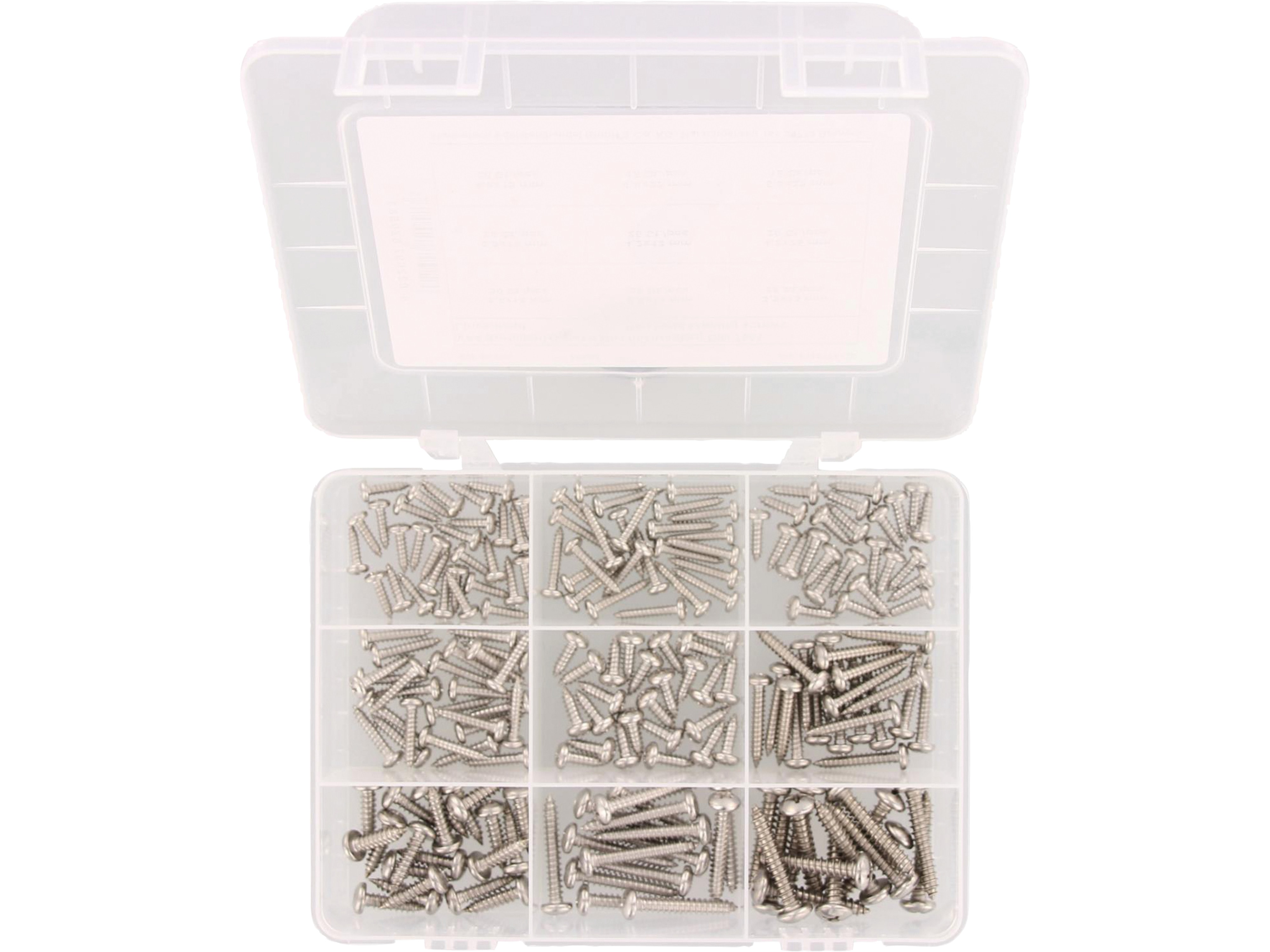 MARINETECH Sortiment Blechschrauben, 8152174120, Linsenkopf, A4, DIN 7981, 3,5-5,5 mm, 200-teilig
