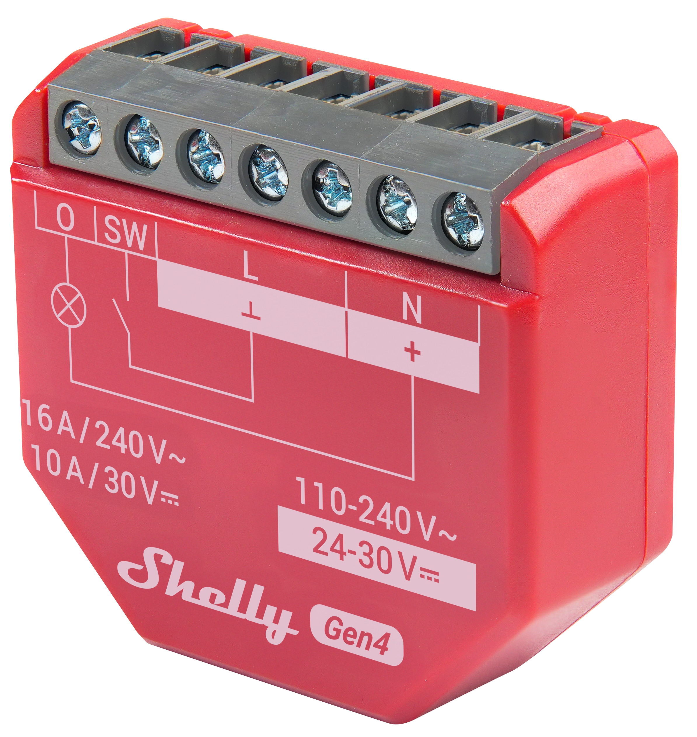 SHELLY Relais 1PM Gen4, 16 A, WLAN, Bluetooth, rot SHELLY Relais 1PM Gen4, 16 A, WLAN, Bluetooth, rot