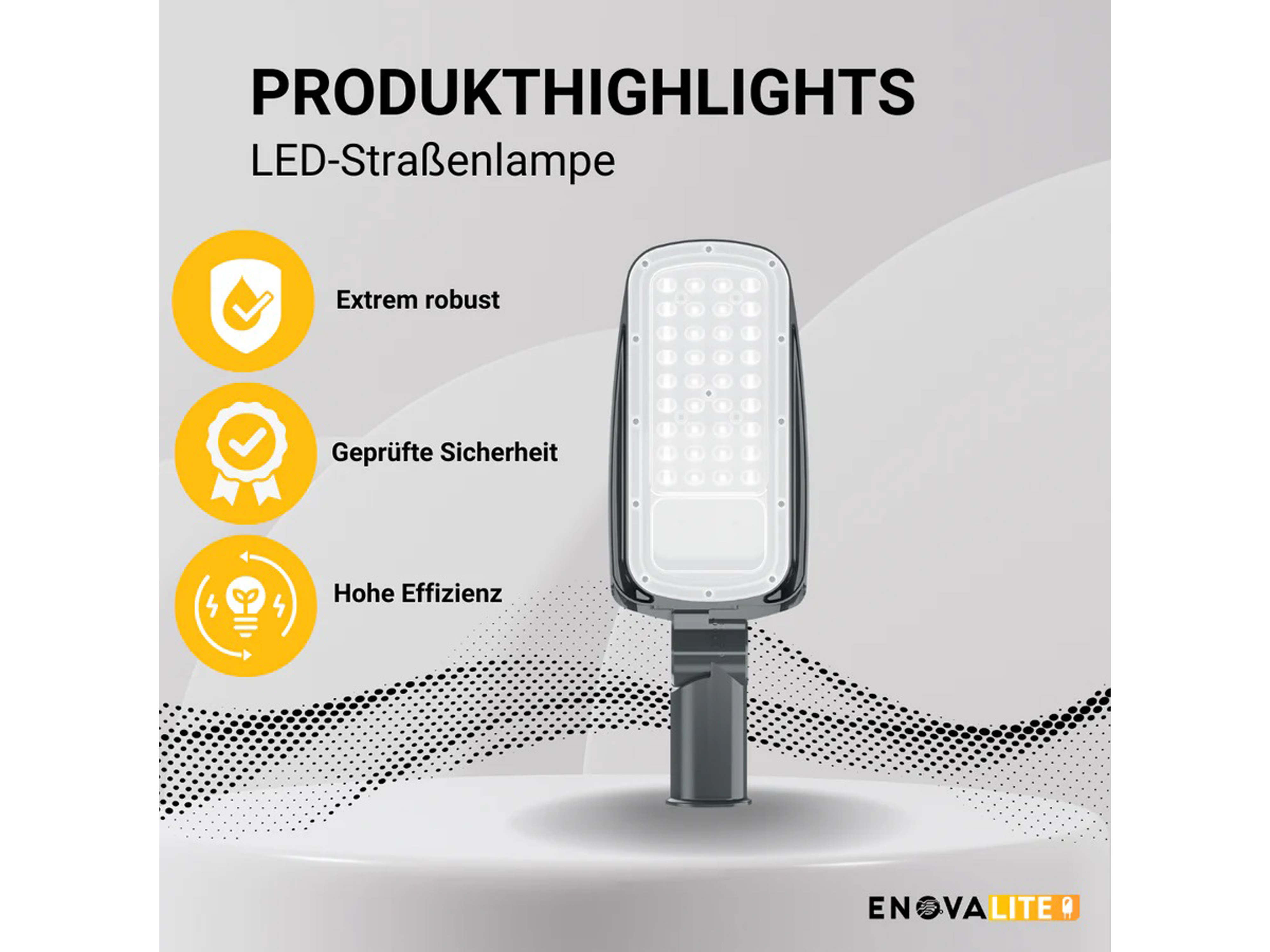 ENOVALITE LED-Straßenleuchte, EEK: D, 50W, 7000lm, 5000K, IP65 ENOVALITE LED-Straßenleuchte, EEK: D, 50W, 7000lm, 5000K, IP65