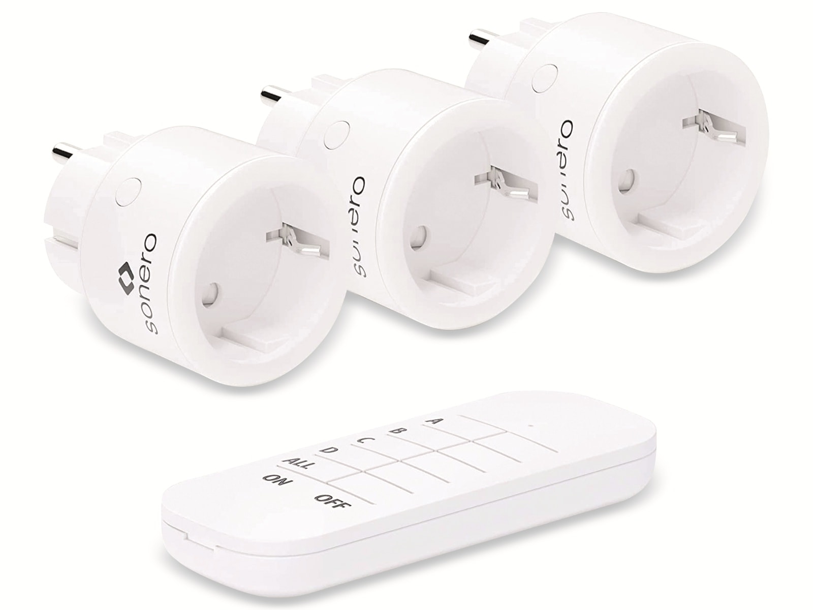 SONERO Funksteckdosen-Set weiß, 1x Sender, 3x Empfänger SONERO Funksteckdosen-Set weiß, 1x Sender, 3x Empfänger