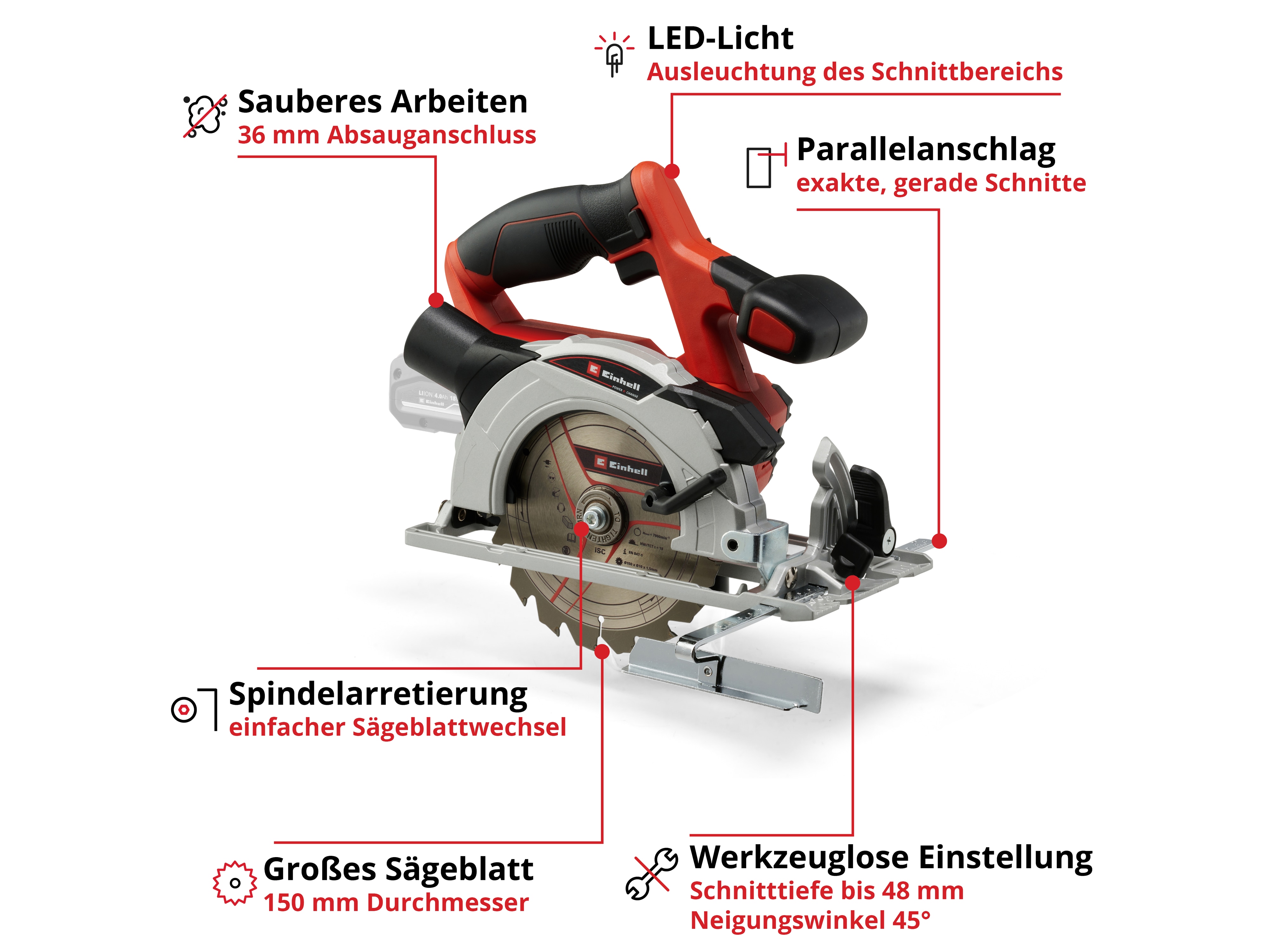 EINHELL Akku-Handkreissäge TE-CS 18/150 Li Solo EINHELL Akku-Handkreissäge TE-CS 18/150 Li Solo