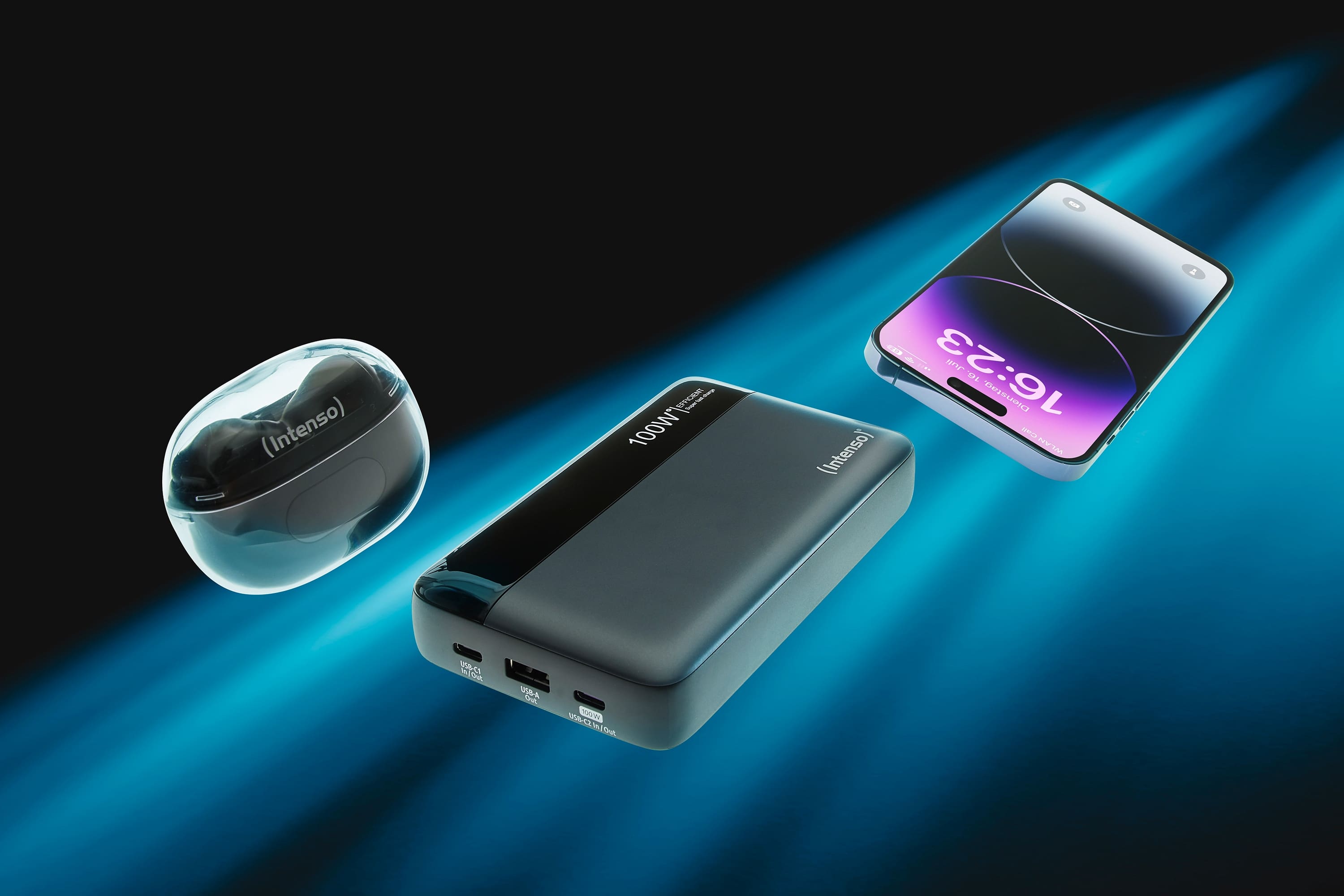 INTENSO USB Powerbank 7350050, HE20000, 20.000mAh, 100 W, grau INTENSO USB Powerbank 7350050, HE20000, 20.000mAh, 100 W, grau