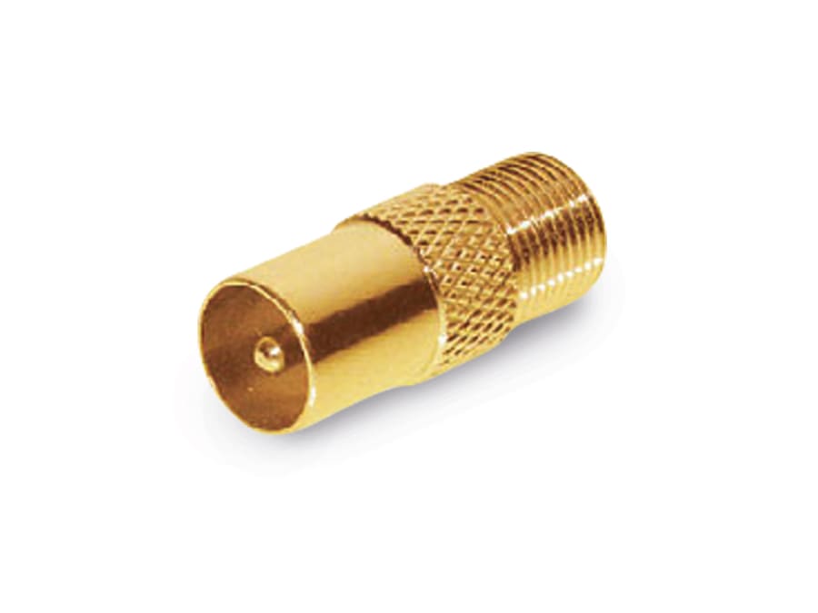 S-IMPULS F-Adapter, Koaxialstecker/F-Kupplung, vergoldet S-IMPULS F-Adapter, Koaxialstecker/F-Kupplung, vergoldet