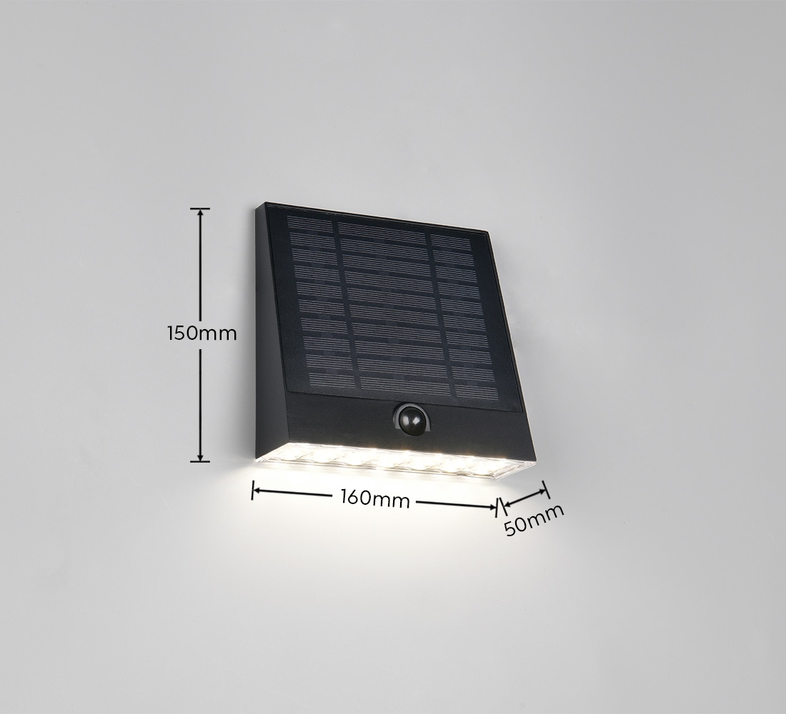 REALITY Solar LED-Wandleuchte ALVORADA, R23326102, 6 W, 600lm, 4000K, schwarz REALITY Solar LED-Wandleuchte ALVORADA, R23326102, 6 W, 600lm, 4000K, schwarz