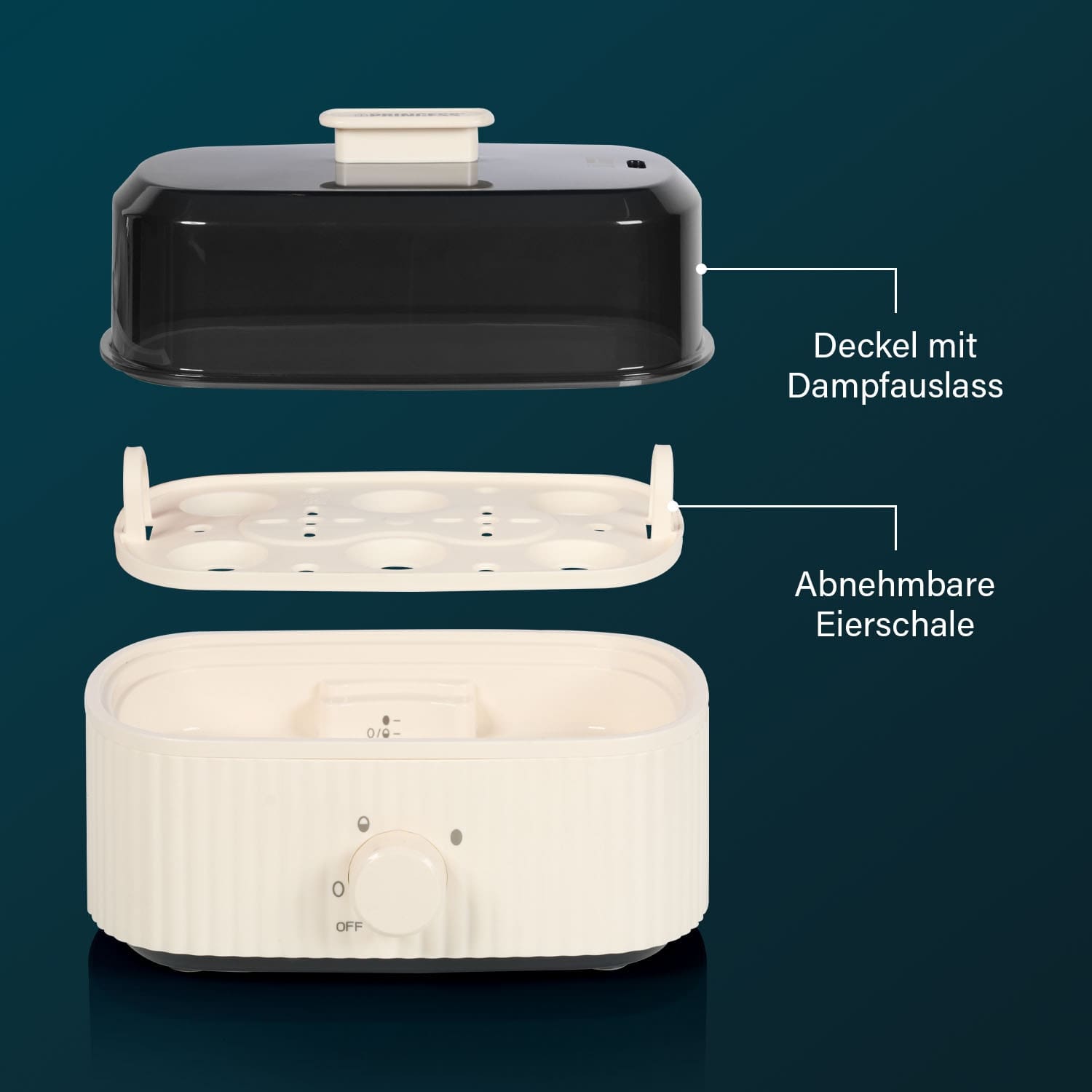 PRINCESS Eierkocher Wave, 6 Eier, inklusive Messbecher, 300W, beige PRINCESS Eierkocher Wave, 6 Eier, inklusive Messbecher, 300W, beige
