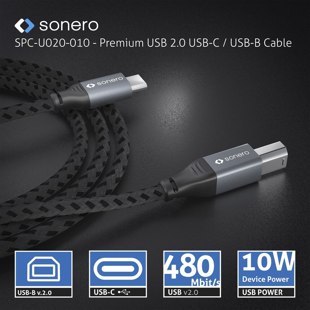 SONERO USB 2.0 Kabel SPC-U020-010 C/B 1m grau-schwarz