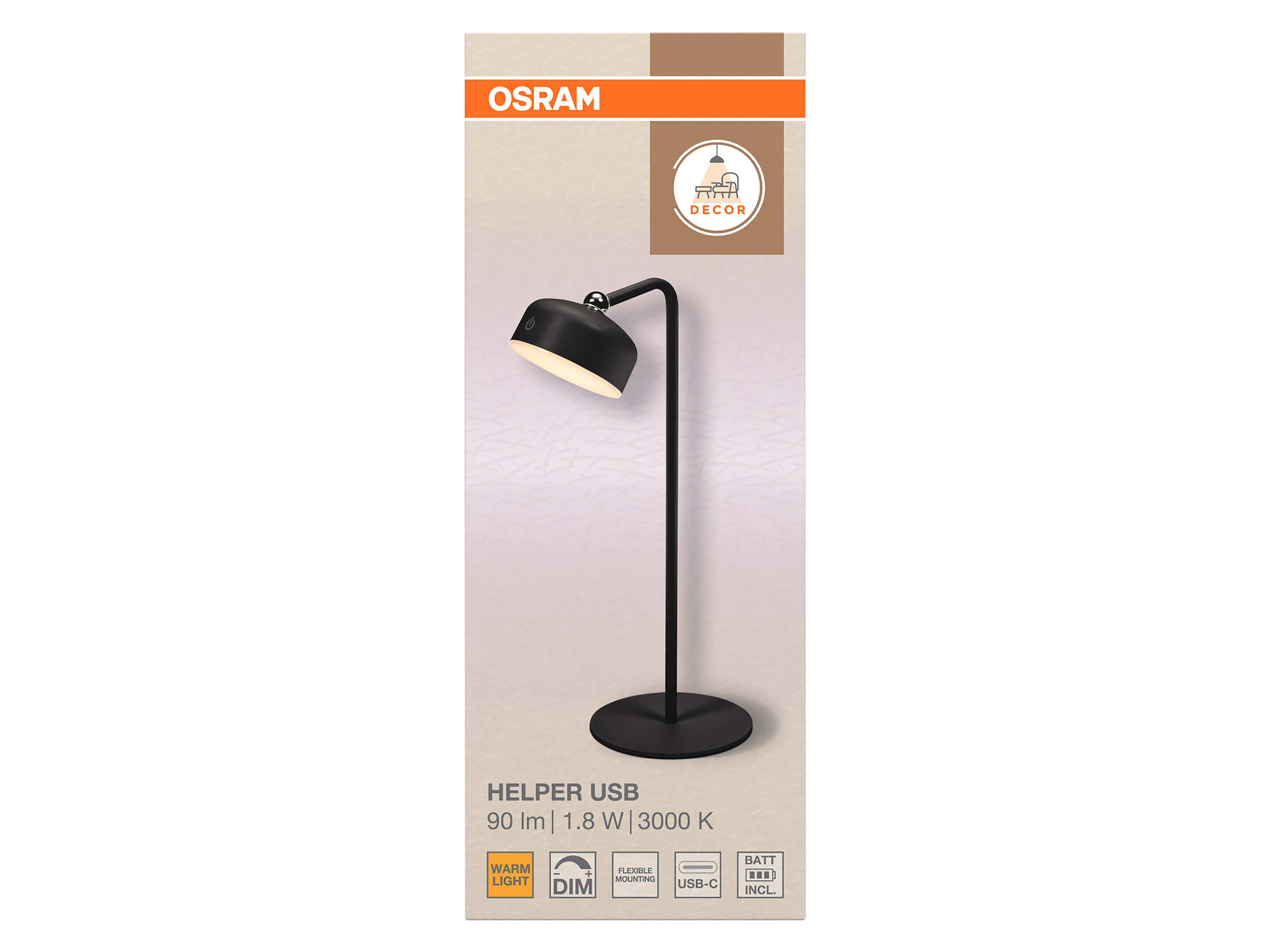 OSRAM LED-Tischleuchte, 1,8W, 3000K, 100lm, warmweiß, Dimmbar, IP20, schwarz OSRAM LED-Tischleuchte, 1,8W, 3000K, 100lm, warmweiß, Dimmbar, IP20, schwarz