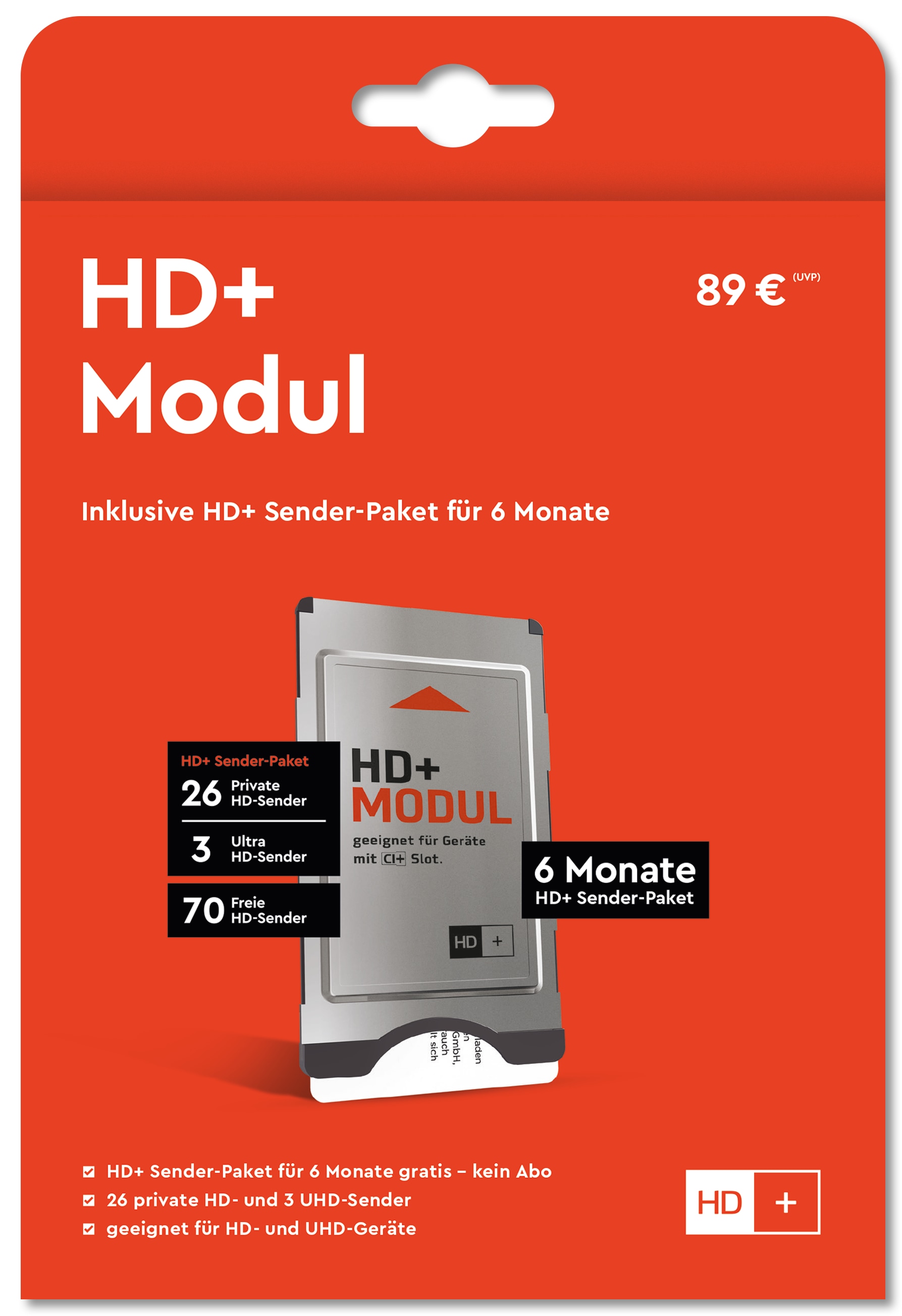HDPLUS Modul mit Karte, 6 Monate, für Sat-Empfang HD+ Modul mit Karte, 6 Monate, für Sat-Empfang