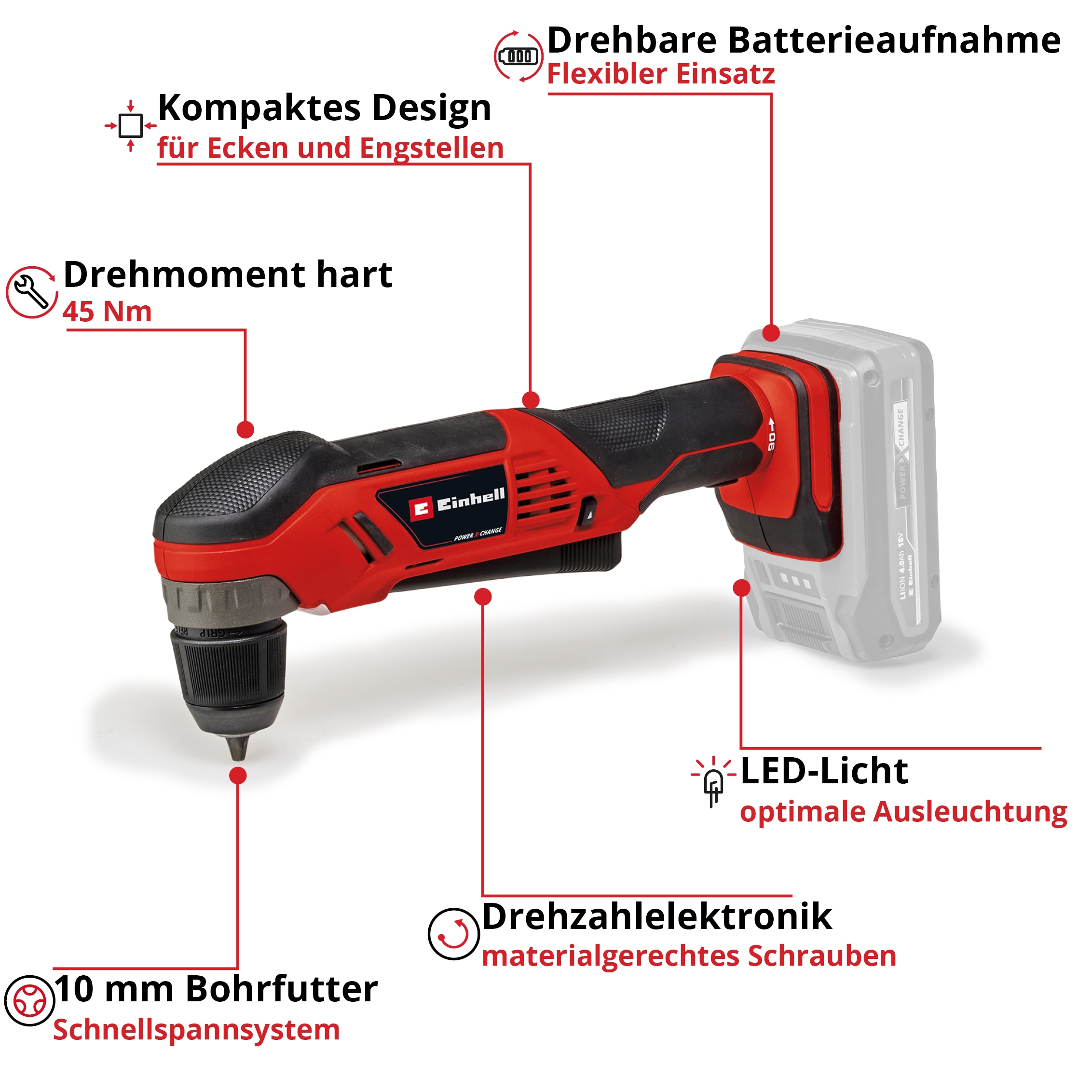 EINHELL Akku-Winkelbohrmaschine TE-AD 18 Li Kit (1x 4,0 Ah) EINHELL Akku-Winkelbohrmaschine TE-AD 18 Li Kit (1x 4,0 Ah)