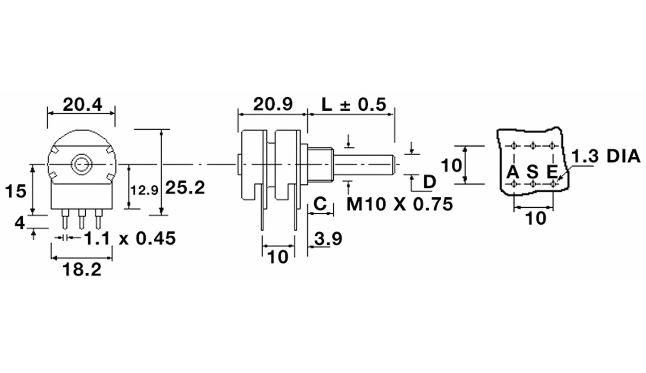 OMEG Potentiometer PC2G20BU, 47 kΩ, stereo, linear OMEG Potentiometer PC2G20BU, 47 kΩ, stereo, linear
