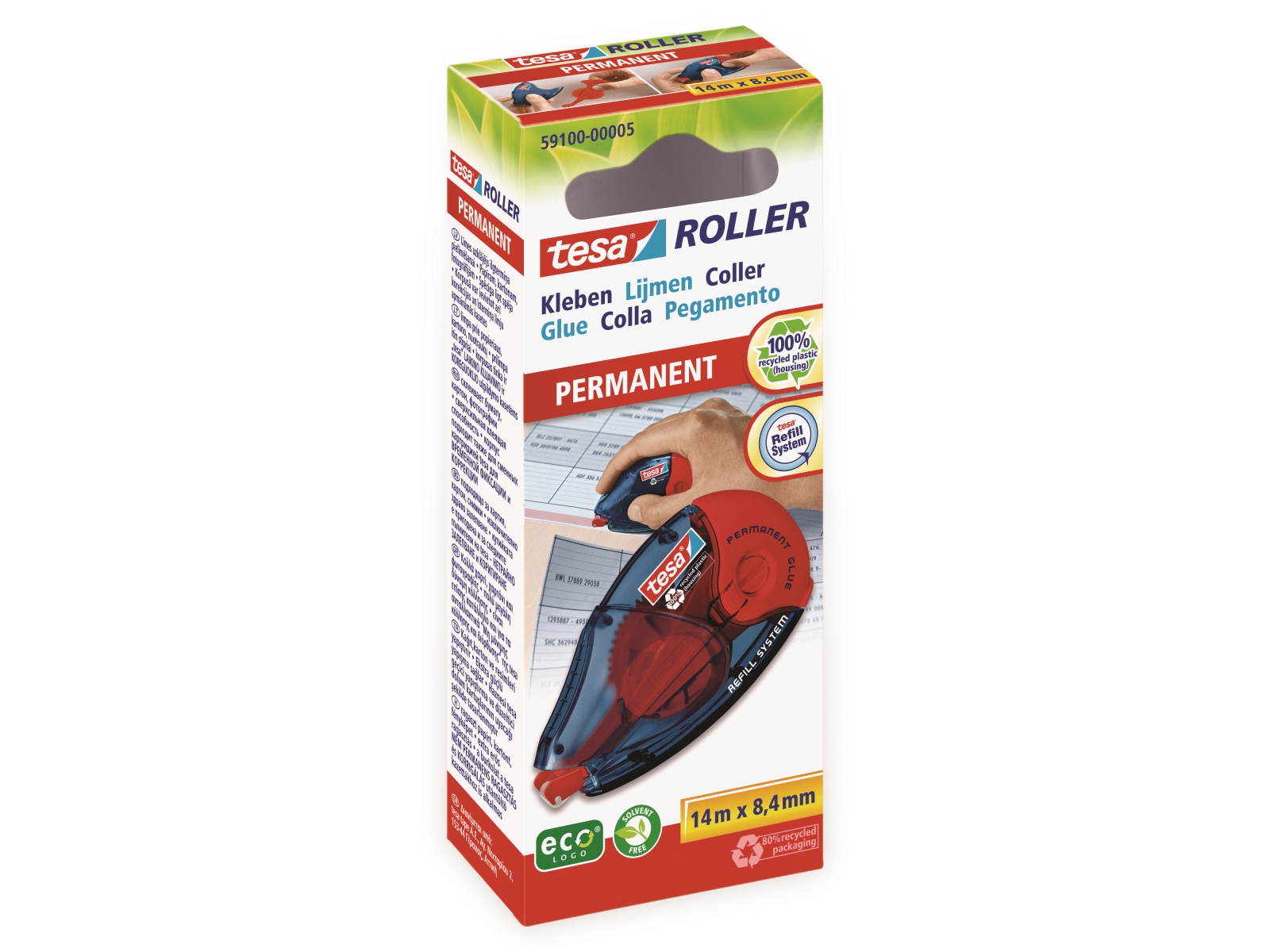 TESA ® Roller Kleben permanent ecoLogo®, Nachfüllroller, 14m:8,4mm, 59100-00005-06 TESA ® Roller Kleben permanent ecoLogo®, Nachfüllroller, 14m:8,4mm, 59100-00005-06