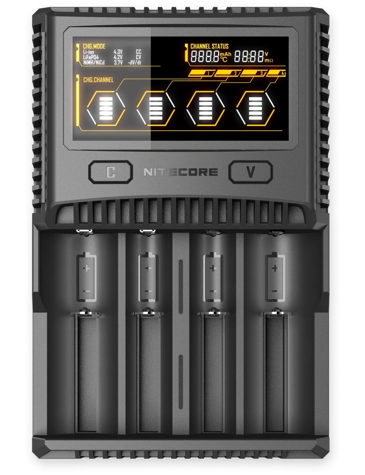NITECORE Ladegerät SC4, 4-Schacht, für Li-Ion, Ni-MH, Ni-Cd, Li-FEPO4 NITECORE Ladegerät SC4, 4-Schacht, für Li-Ion, Ni-MH, Ni-Cd, Li-FEPO4