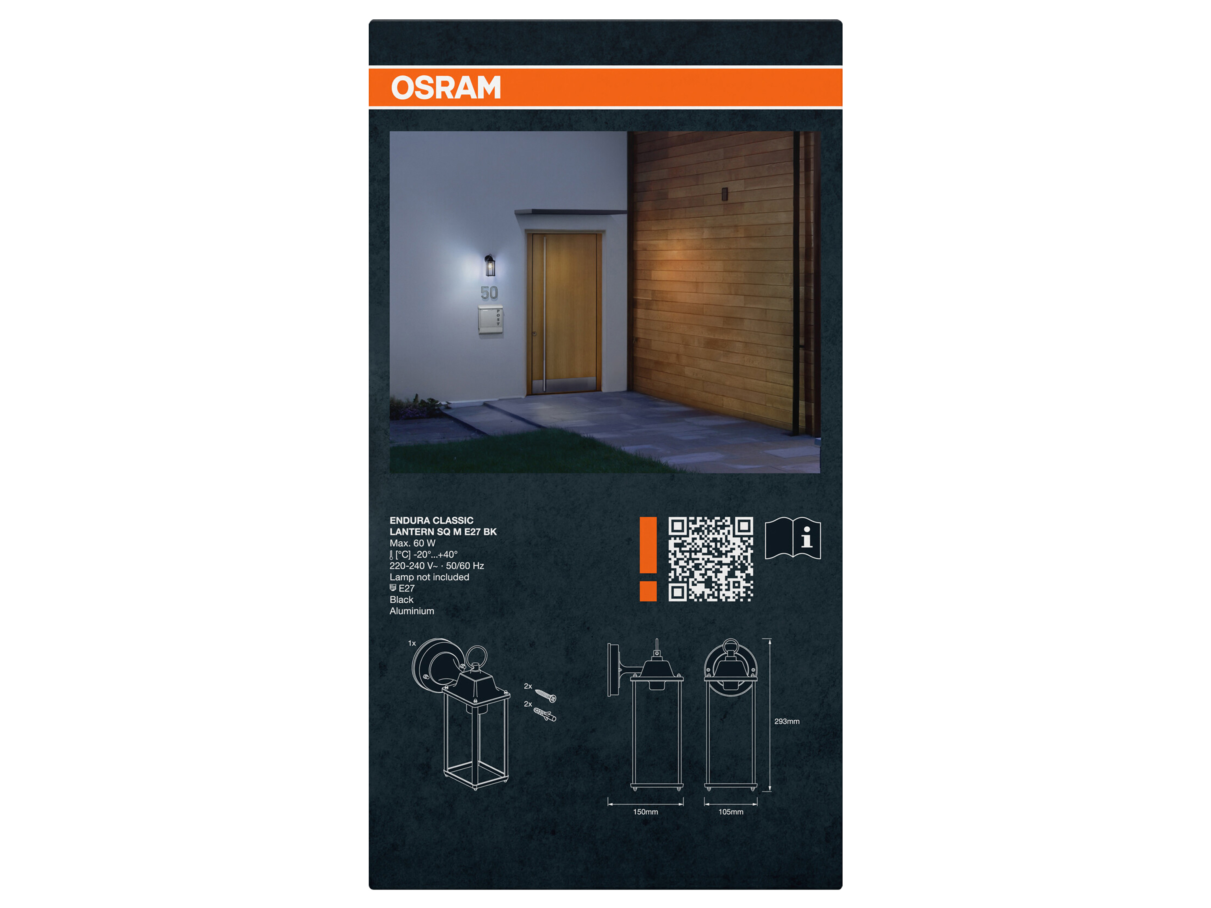 OSRAM LED-Außenwandleuchte Endura Classic Lantern Square M, schwarz OSRAM LED-Außenwandleuchte Endura Classic Lantern Square M, schwarz