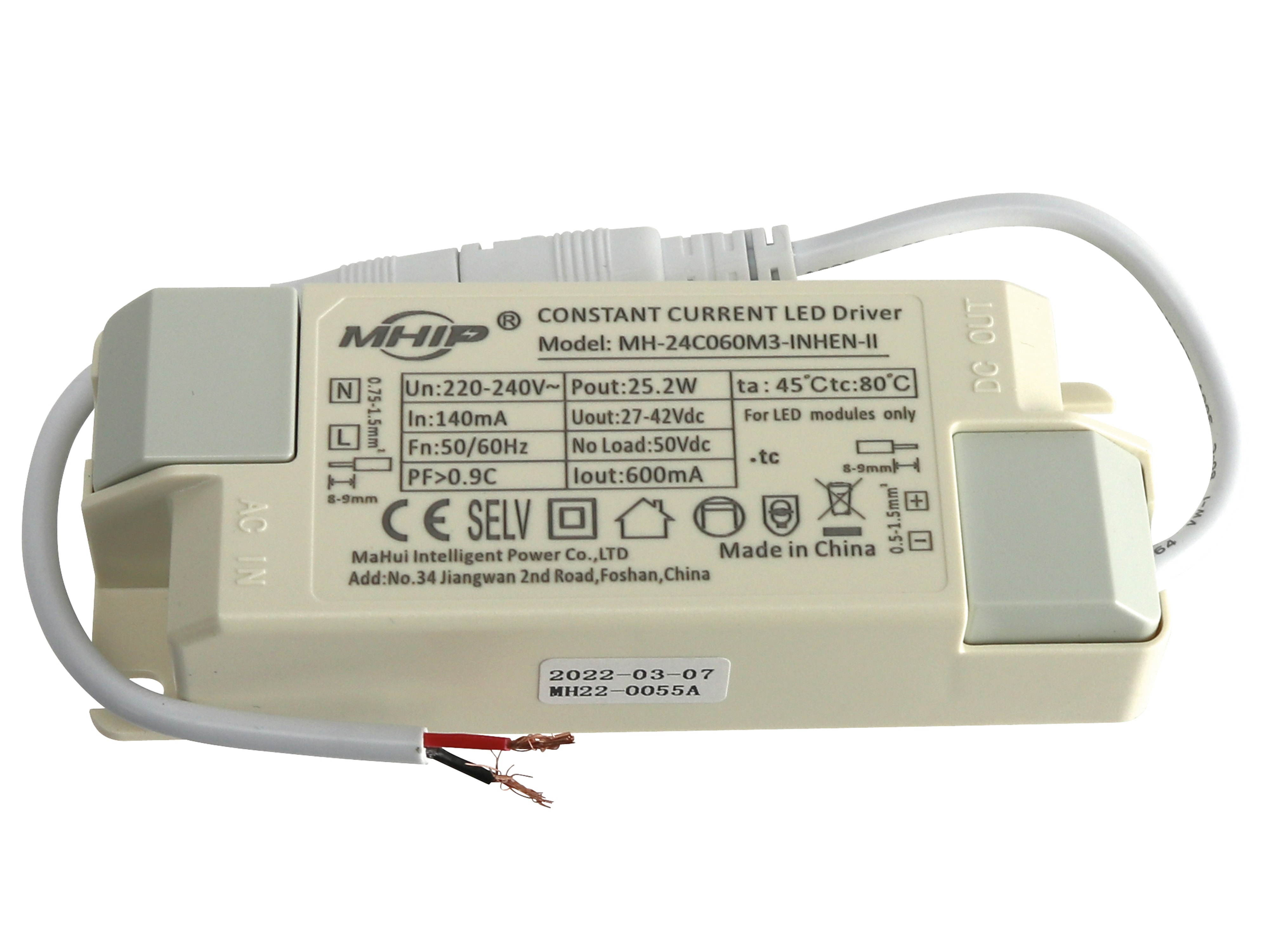 MHIP LED-Schaltnetzteil MH-24C060M3, 25,2 W MHIP LED-Schaltnetzteil MH-24C060M3, 25,2 W