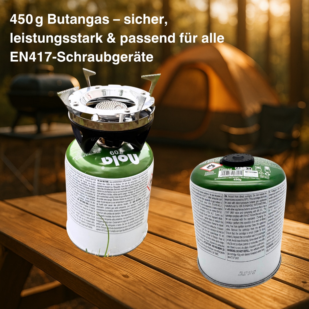 NOLA Butangaskartusche 709, 450g mit 7/16" Gewinde NOLA Butangaskartusche 709, 450g mit 7/16" Gewinde