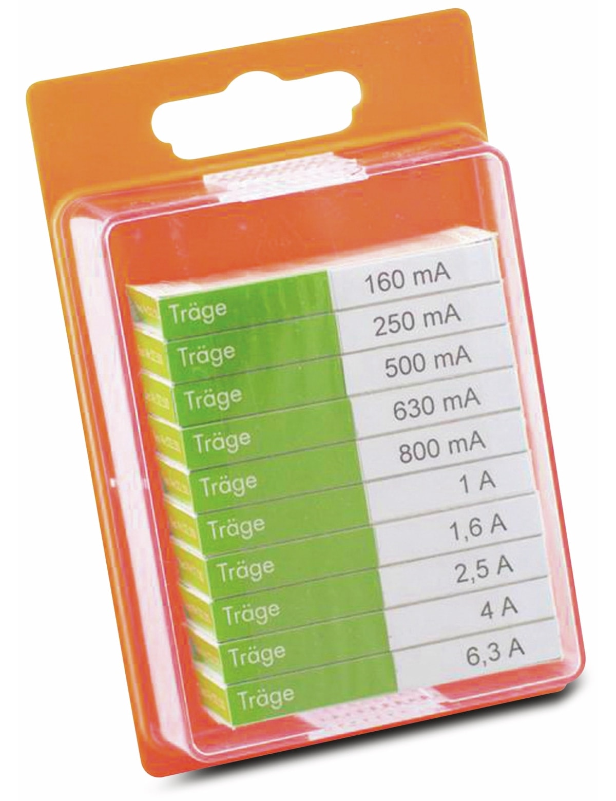 ESKA Feinsicherung-Sortiment, 122800, (Ø x L) 5 mm x 20 mm Träge -T- Inhalt 100 St.