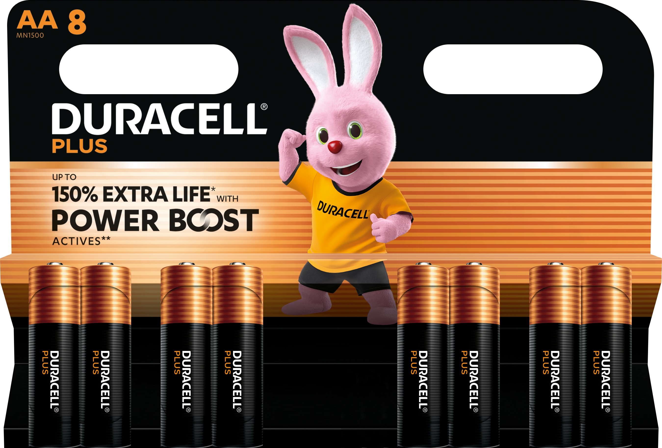 DURACELL Alkaline-Mignon-Batterie LR06, 1,5V, Plus, Power Boost, 8 Stück DURACELL Alkaline-Mignon-Batterie LR06, 1,5V, Plus, Power Boost, 8 Stück