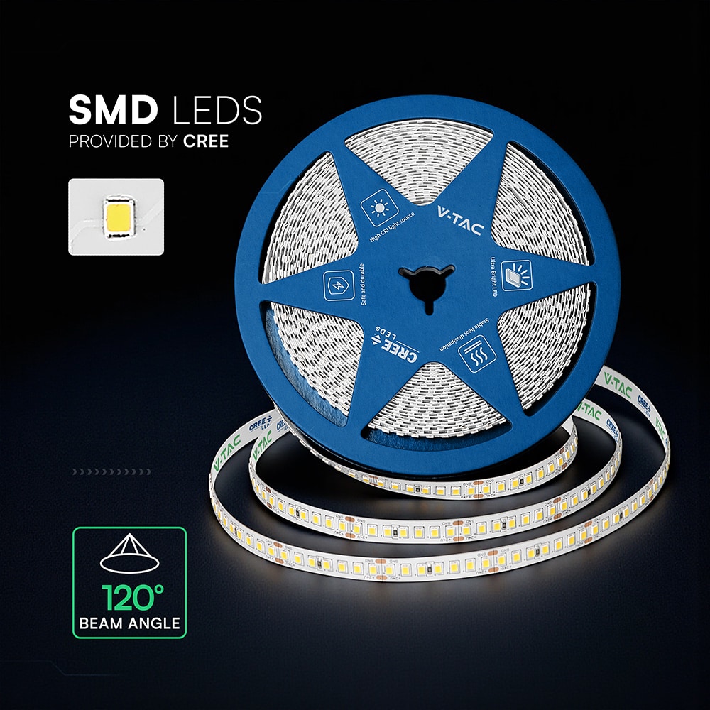 V-TAC LED-Strip VT-2125976, 120W, EEK: E, 13800lm, 4000K, 120°, 24V, 10m V-TAC LED-Stripe VT-2125976, 120W, EEK: E, 13800lm, 4000K, 120°, 24V, 10m