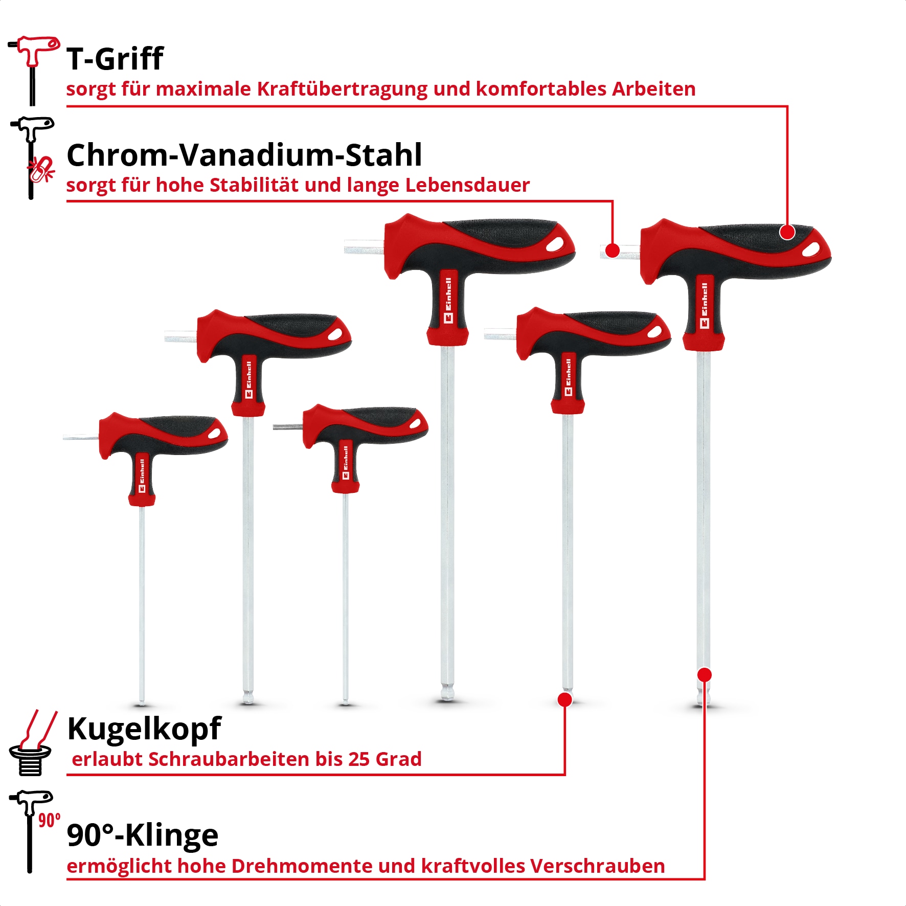EINHELL T-Griff Schraubendreher-Set, 370539, 6-teilig EINHELL T-Griff Schraubendreher-Set, 370539, 6-teilig