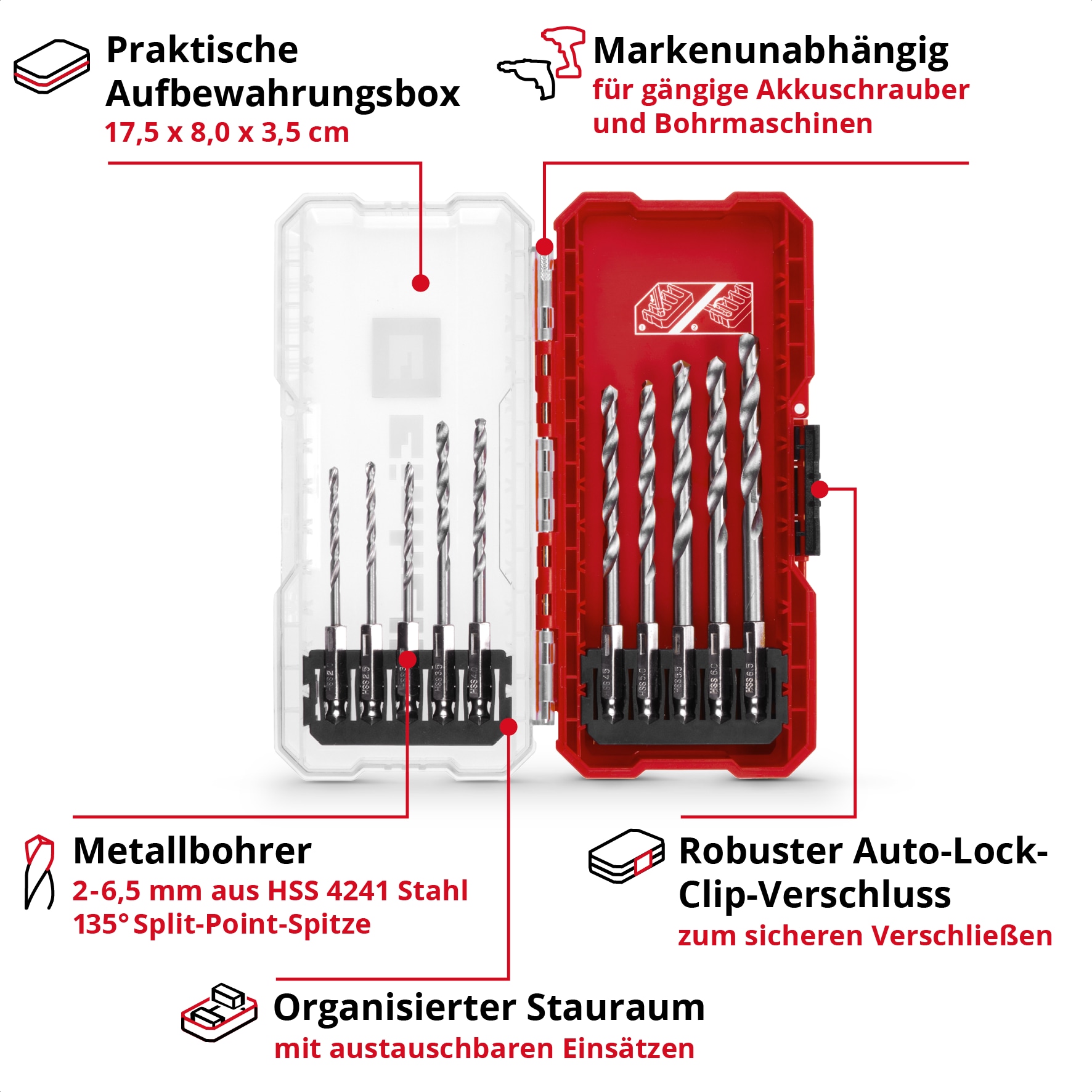 EINHELL Metallbohrer-Set, 108723, S-Case, 10-teilig EINHELL Metallbohrer-Set, 108723, S-Case, 10-teilig