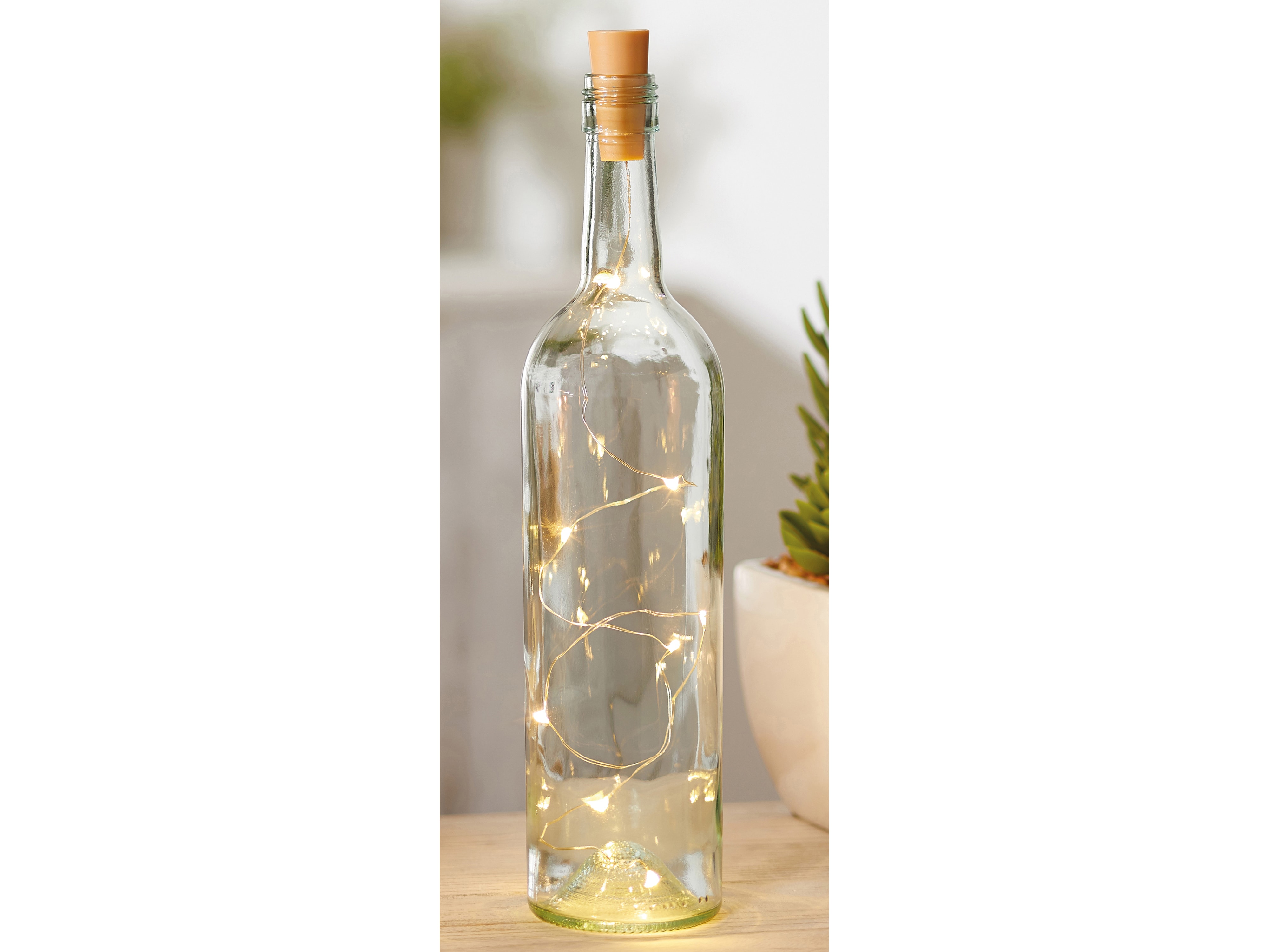 LED-Flaschenlicht, 6 LEDs, 55 cm, warmweiß, Silberdraht LED-Flaschenlicht, 6 LEDs, 55 cm, warmweiß, Silberdraht