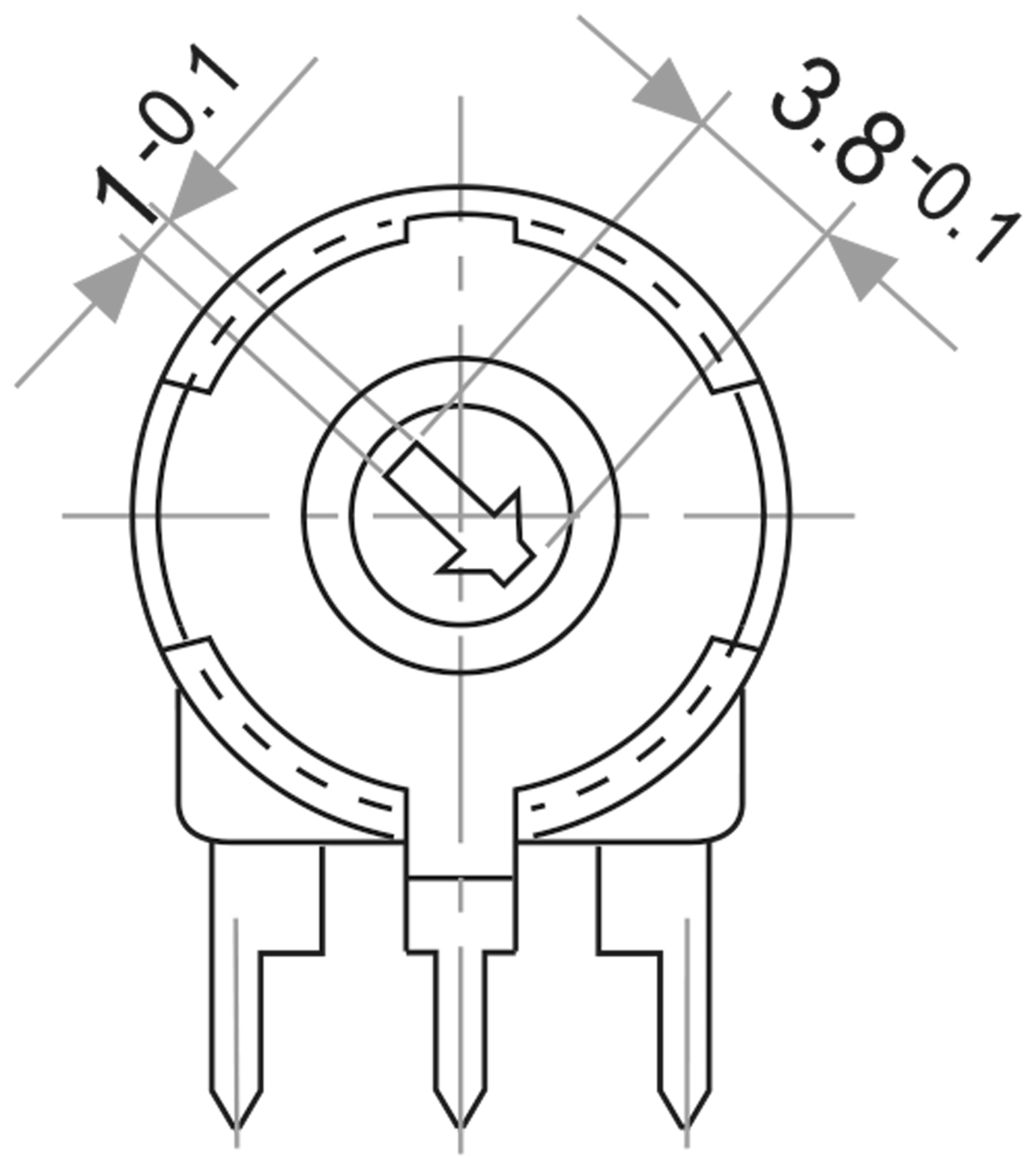 PIHER Potentiometer PT-10, 10 KΩ, stehend PIHER Potentiometer PT-10, 10 KΩ, stehend