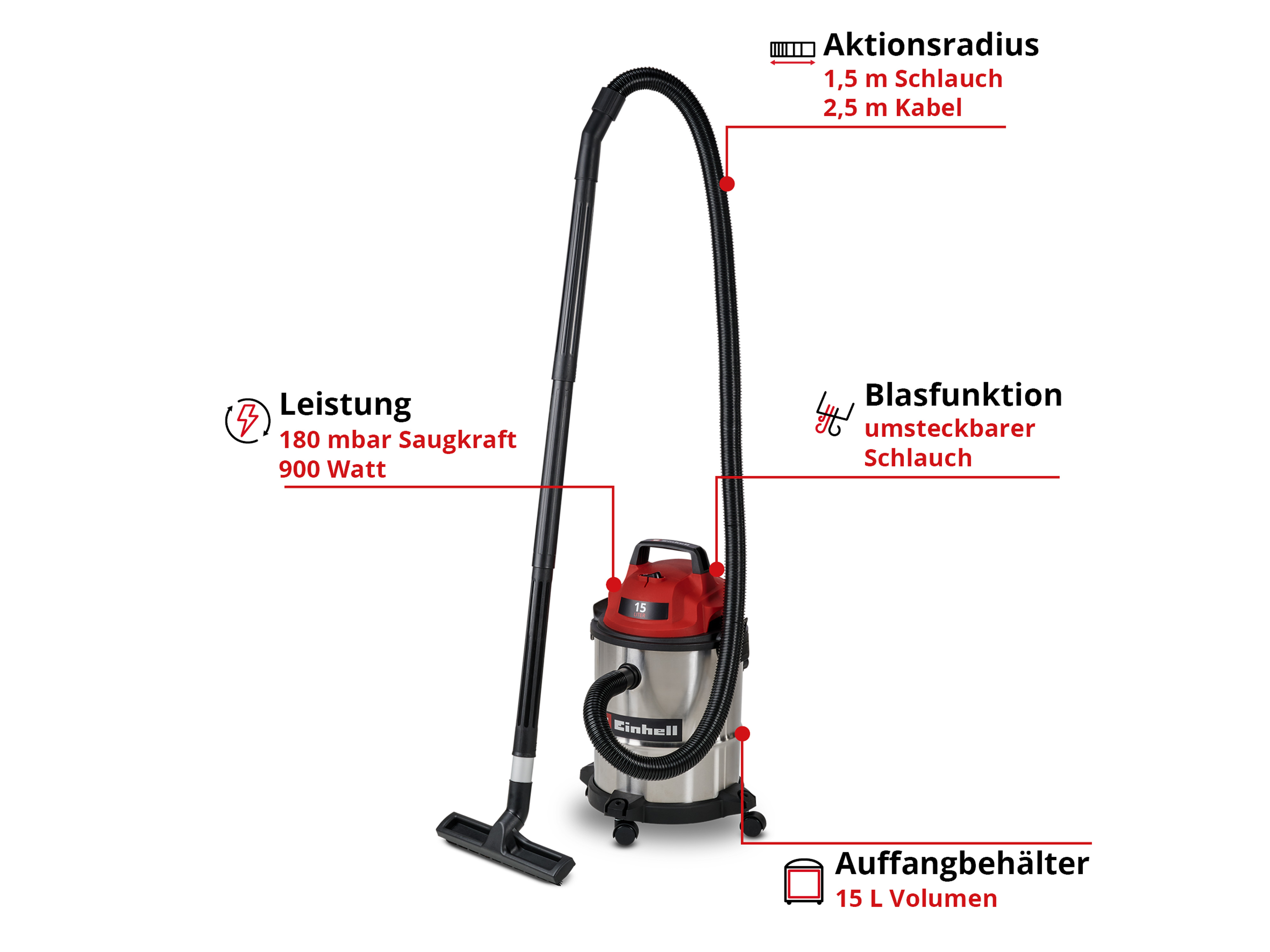 EINHELL Nass-Trockensauger TC-VC 1540 S, 2347405 EINHELL Nass-Trockensauger TC-VC 1540 S, 2347405