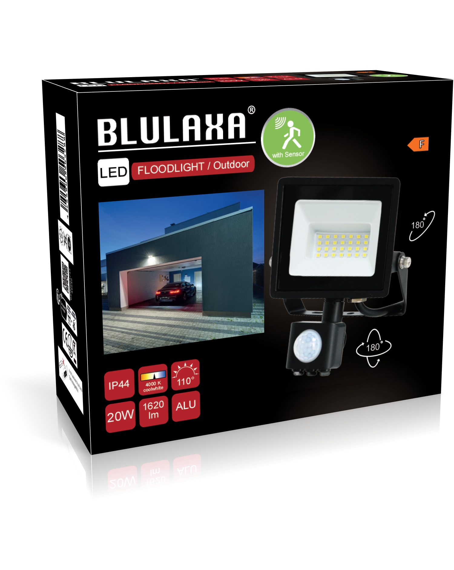 BLULAXA LED-Fluter mit Bewegungsmelder, EEK: F, 20W, 1620lm, 4000K, schwarz BLULAXA LED-Fluter mit Bewegungsmelder, EEK: F, 20W, 1620lm, 4000K, schwarz
