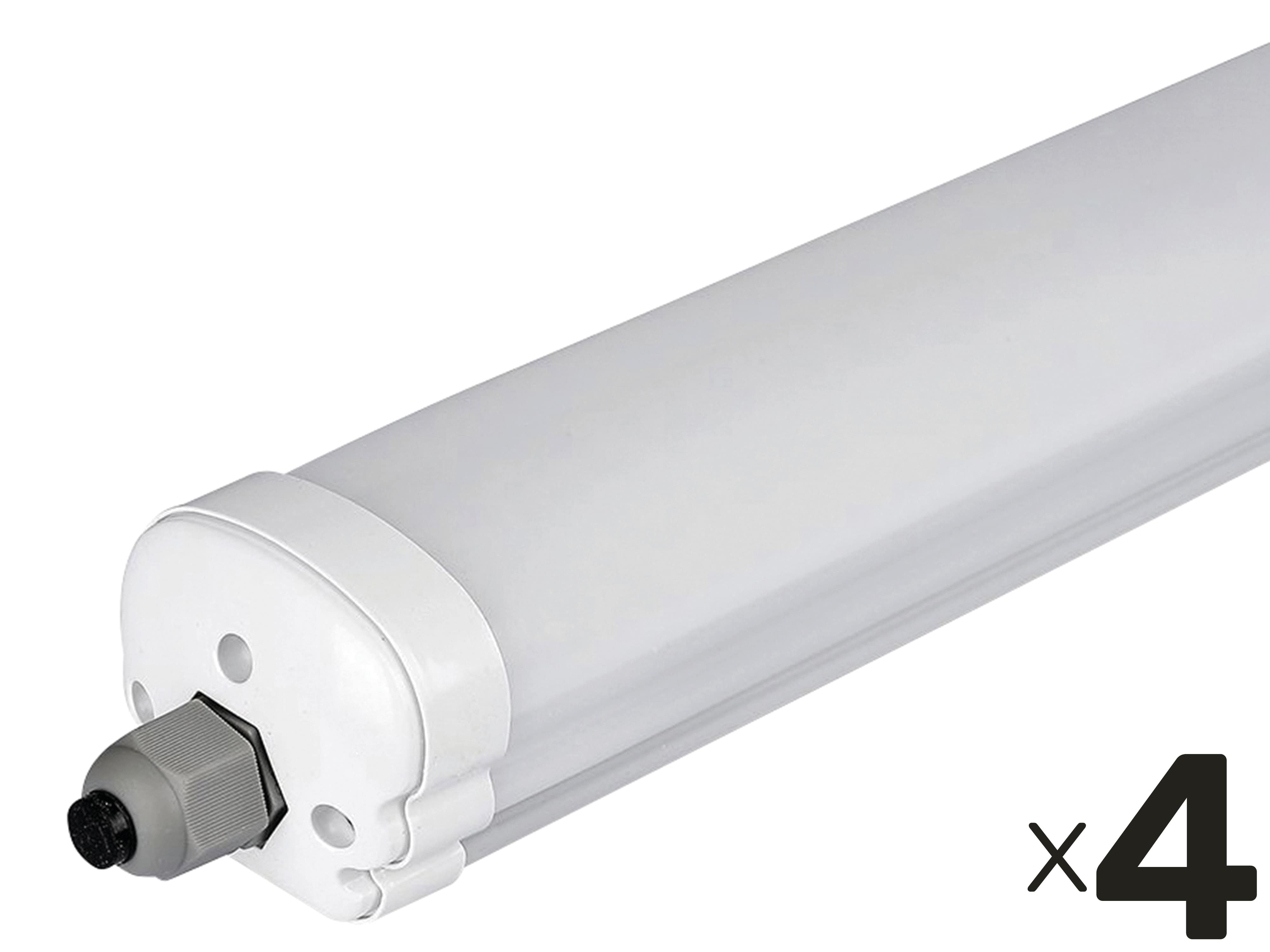 V-TAC LED-Feuchtraum-Wannenleuchte, 36W, 4320lm, 4500K, 1200mm, 4 Stk V-TAC LED-Feuchtraum-Wannenleuchte, 36W, 4320lm, 4000K, 1200mm, 4 Stk
