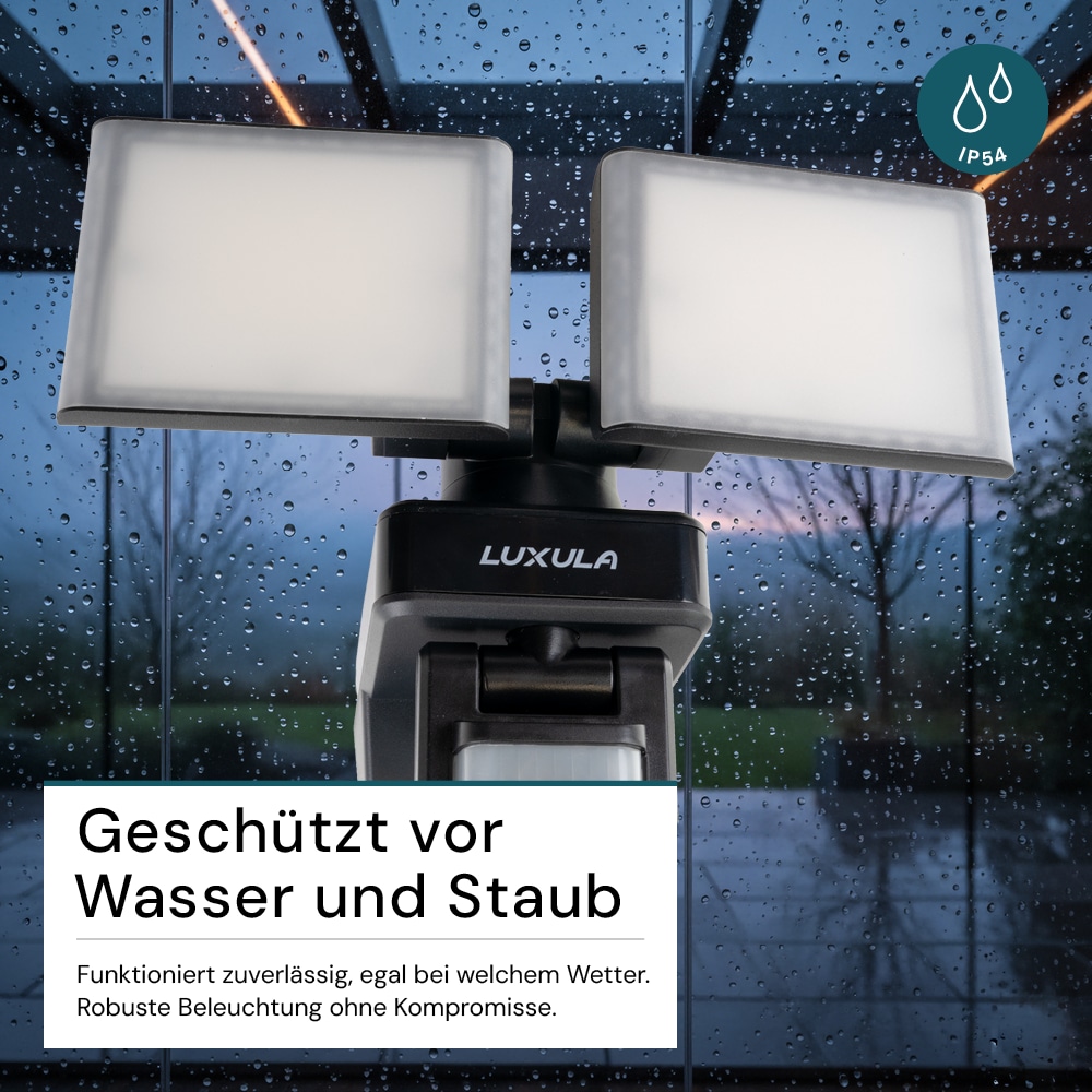 LUXULA LED-Fluter LX400192, mit BM, 2-köpfig, 2x 15 W, 3200 lm, 4000 K