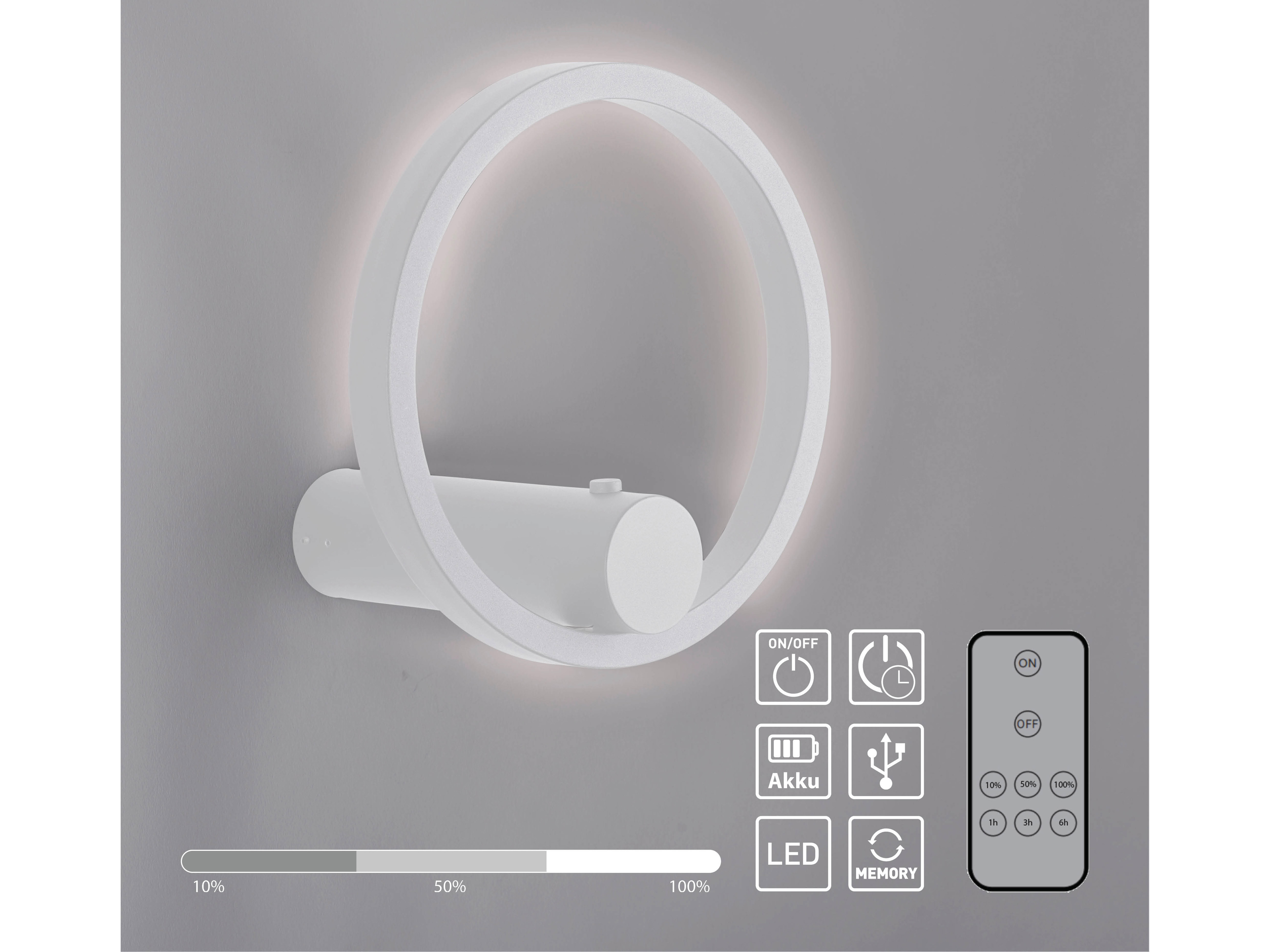 JUST LIGHT LED-Akku Wandleuchte 18280-16, 6W, 660lm, 3000K, weiß JUST LIGHT LED-Akku Wandleuchte 18280-16, 6W, 660lm, 3000K, weiß