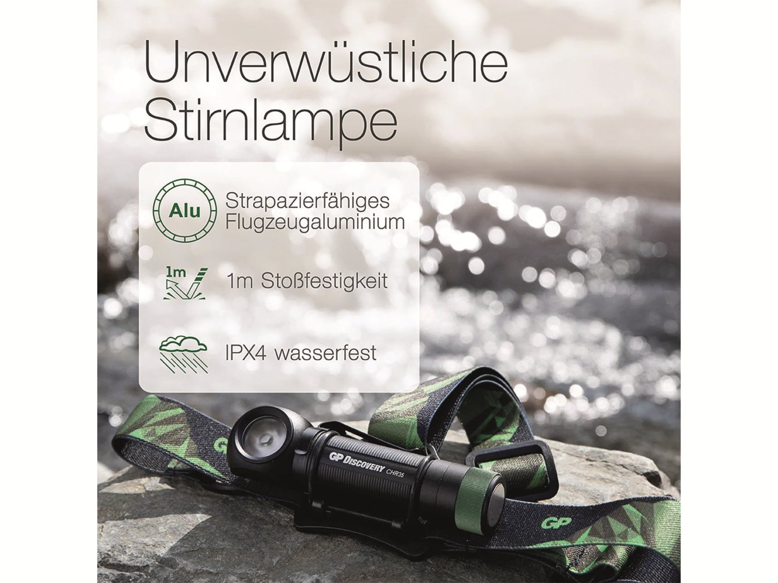 GP LED-Stirnlampe Discovery CH35, 600 lm, inkl. Li-Ion Akku 18650 GP LED-Stirnlampe Discovery CH35, 600 lm, inkl. Li-Ion Akku 18650