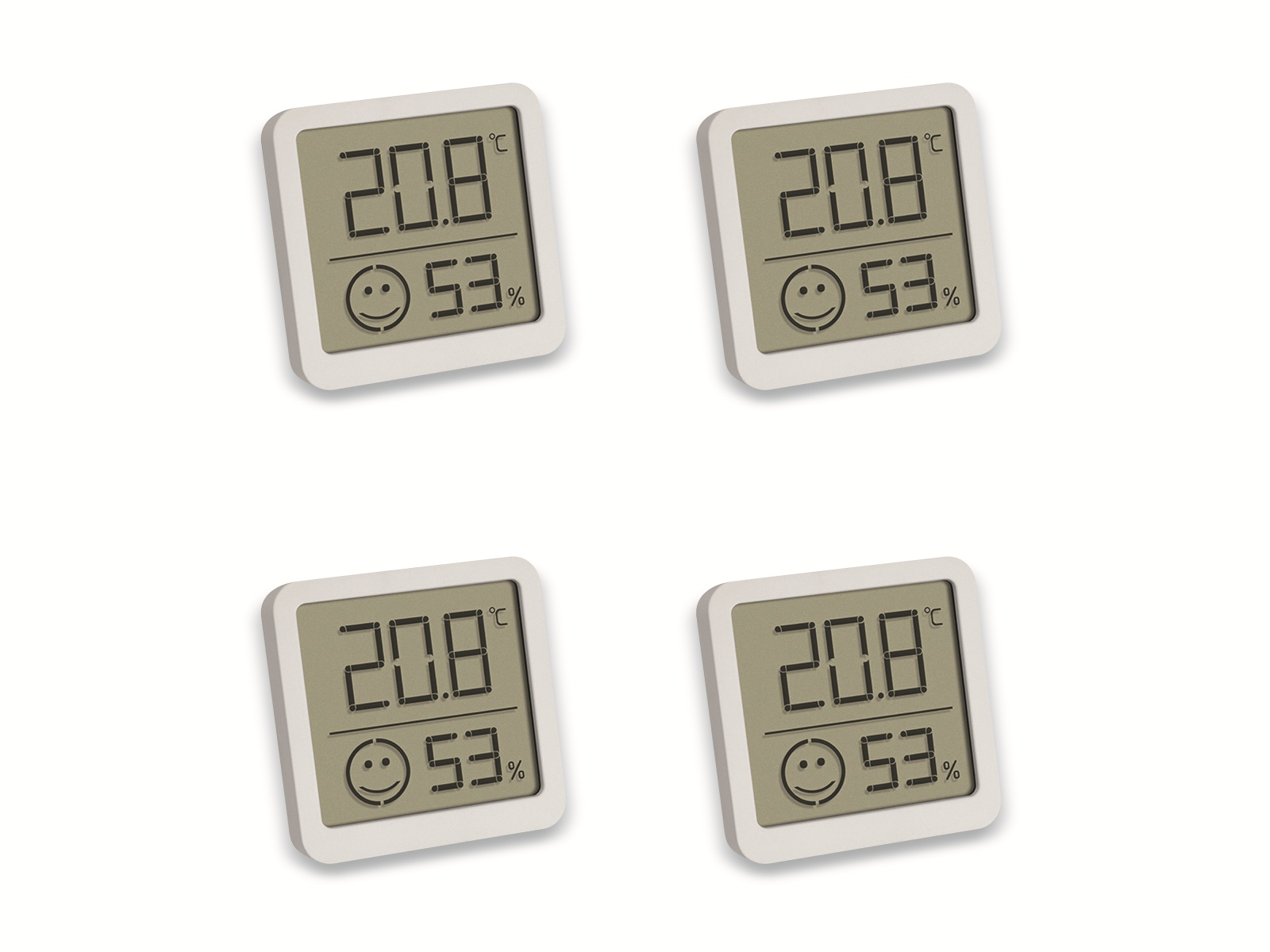 TFA Digitales Thermo-Hygrometer 30.5053.02.04, 4 Stück, weiß