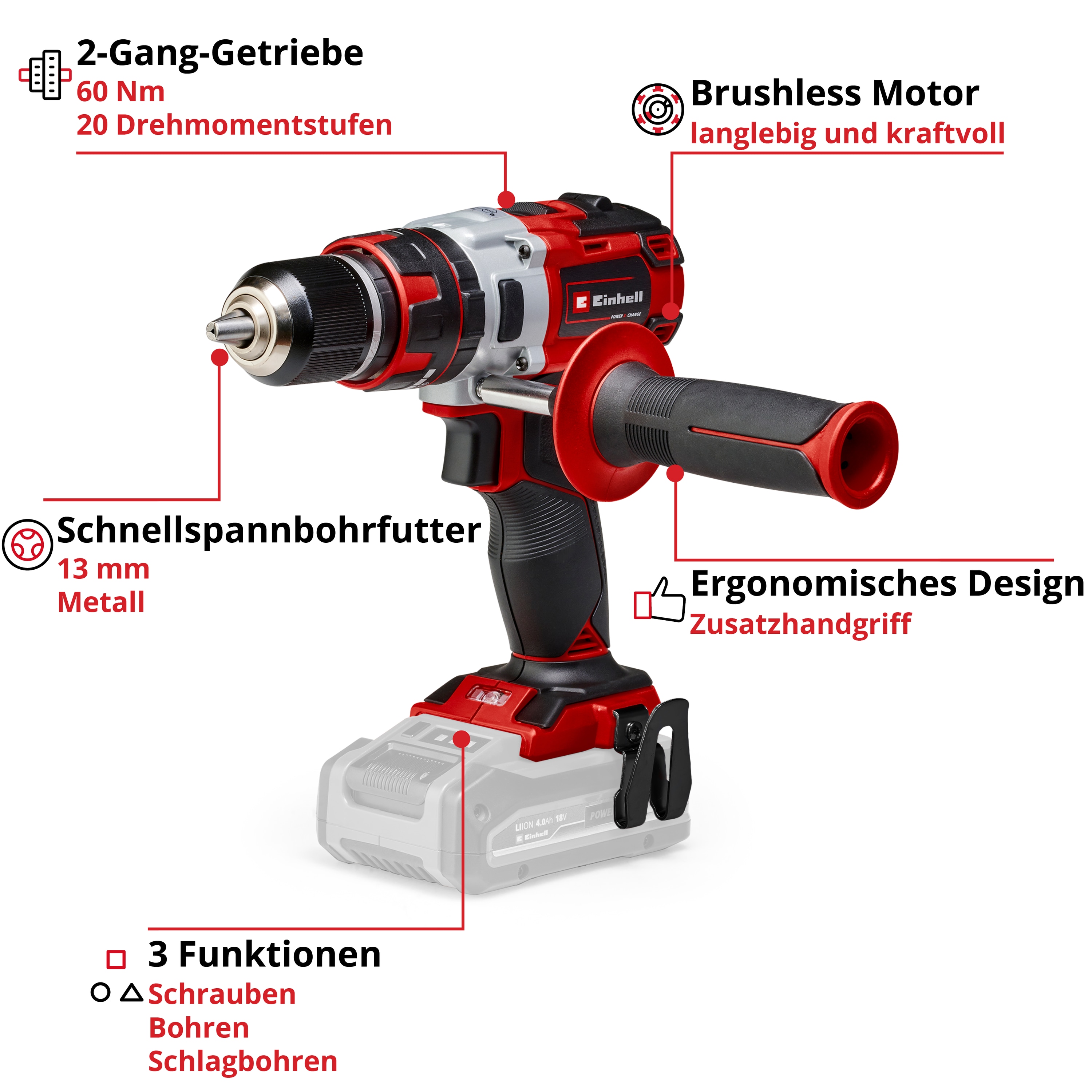 EINHELL PROFESSIONAL Akku-Schlagbohrschrauber 4513860, TP-CD 18 Li Brushless Solo EINHELL Akku-Schlagbohrschrauber 4513860, TP-CD 18 Li Brushless Solo