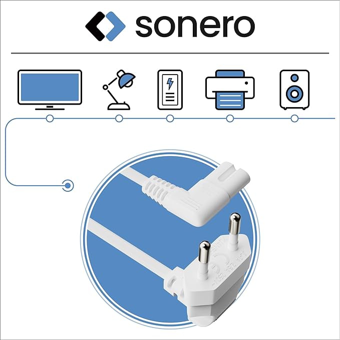 SONERO Netzkabel X-ESW-C7W-030W, Eurostecker, 90°, weiß, 3m SONERO Netzkabel X-ESW-C7W-030W, Eurostecker, 90°, weiß, 3m