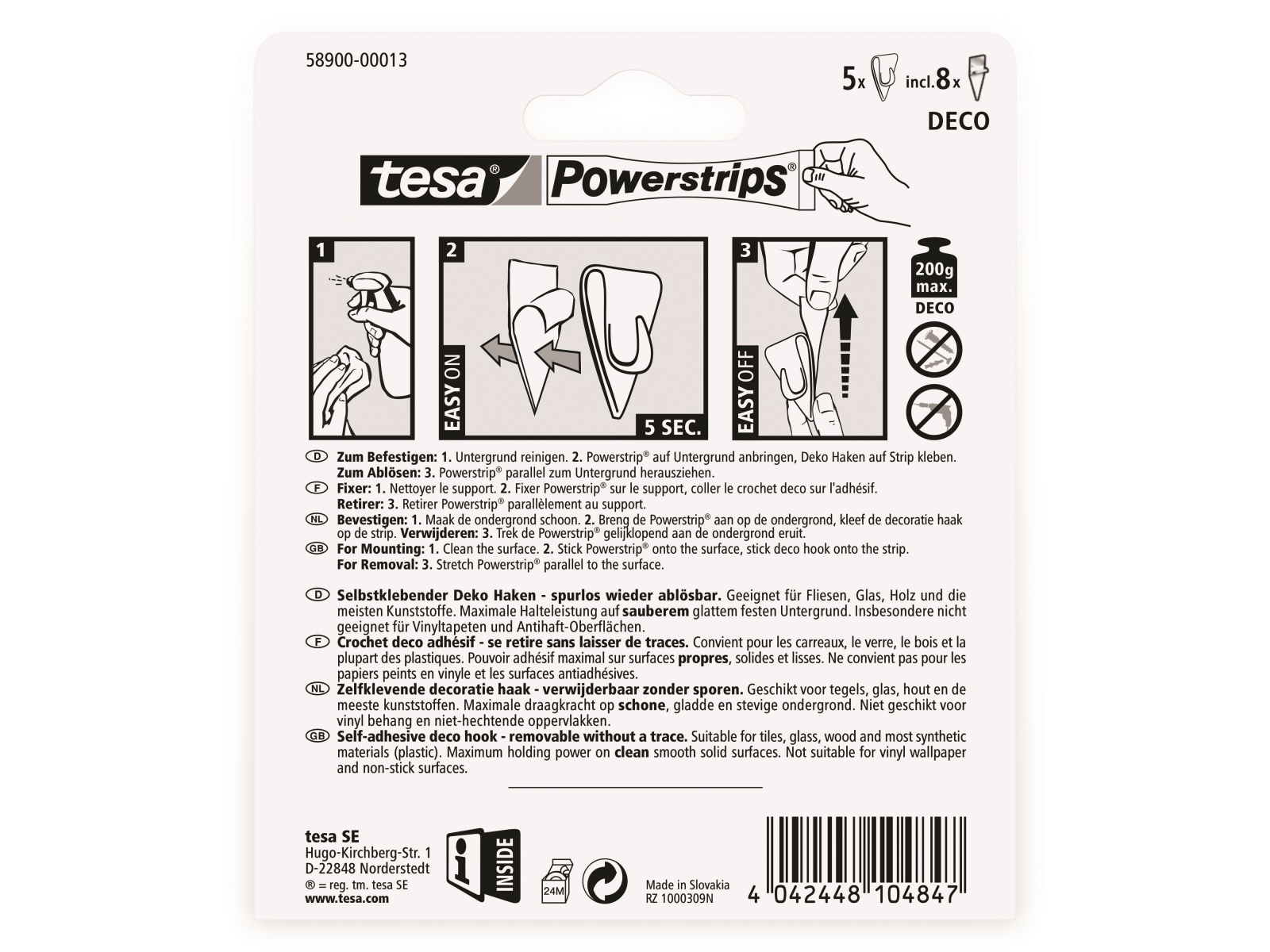 TESA Powerstrips® transparent, Deco-Haken 58900-00013-20 TESA Powerstrips® transparent, Deco-Haken 58900-00013-20