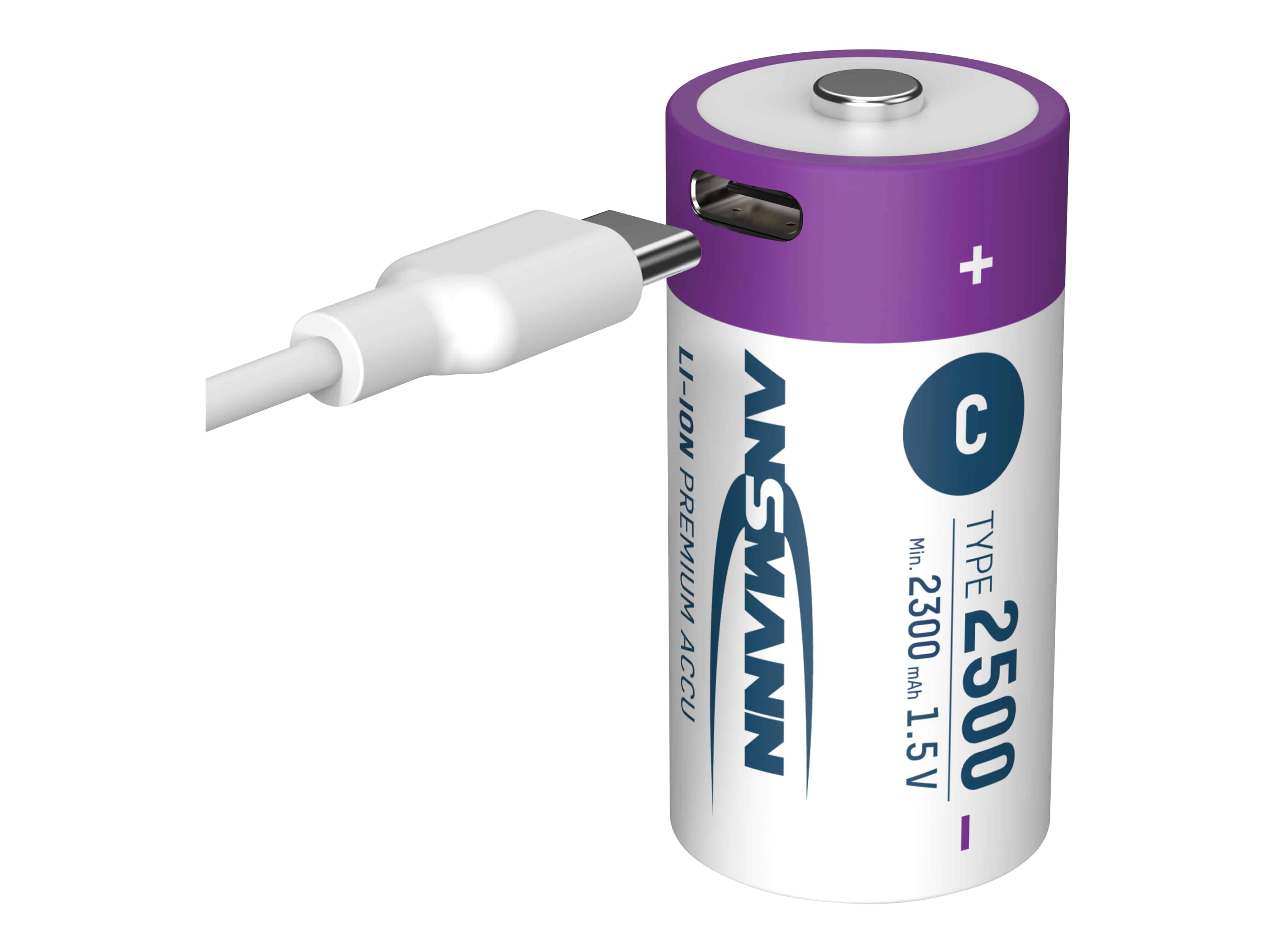 ANSMANN Li-Ion Baby-C-Akku, Typ 2500 (min. 2300mAh), 2 Stück ANSMANN Li-Ion Baby-C-Akku, Typ 2500 (min. 2300mAh), 2 Stück