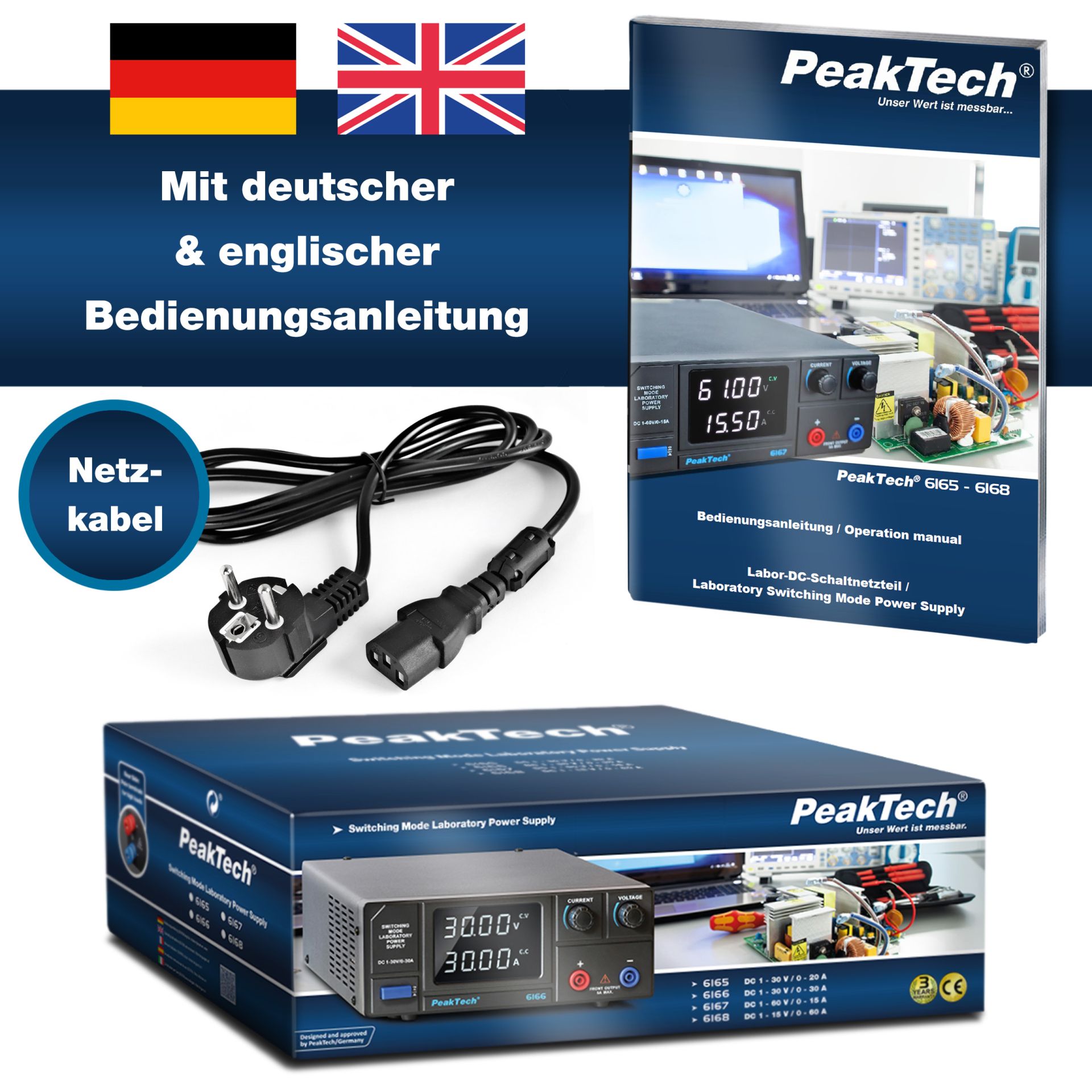 PEAKTECH Labornetzgerät P 6168, 1...15 V, 0...60 A, 900 W PEAKTECH Labornetzgerät P 6168, 1...15 V, 0...60 A, 900 W