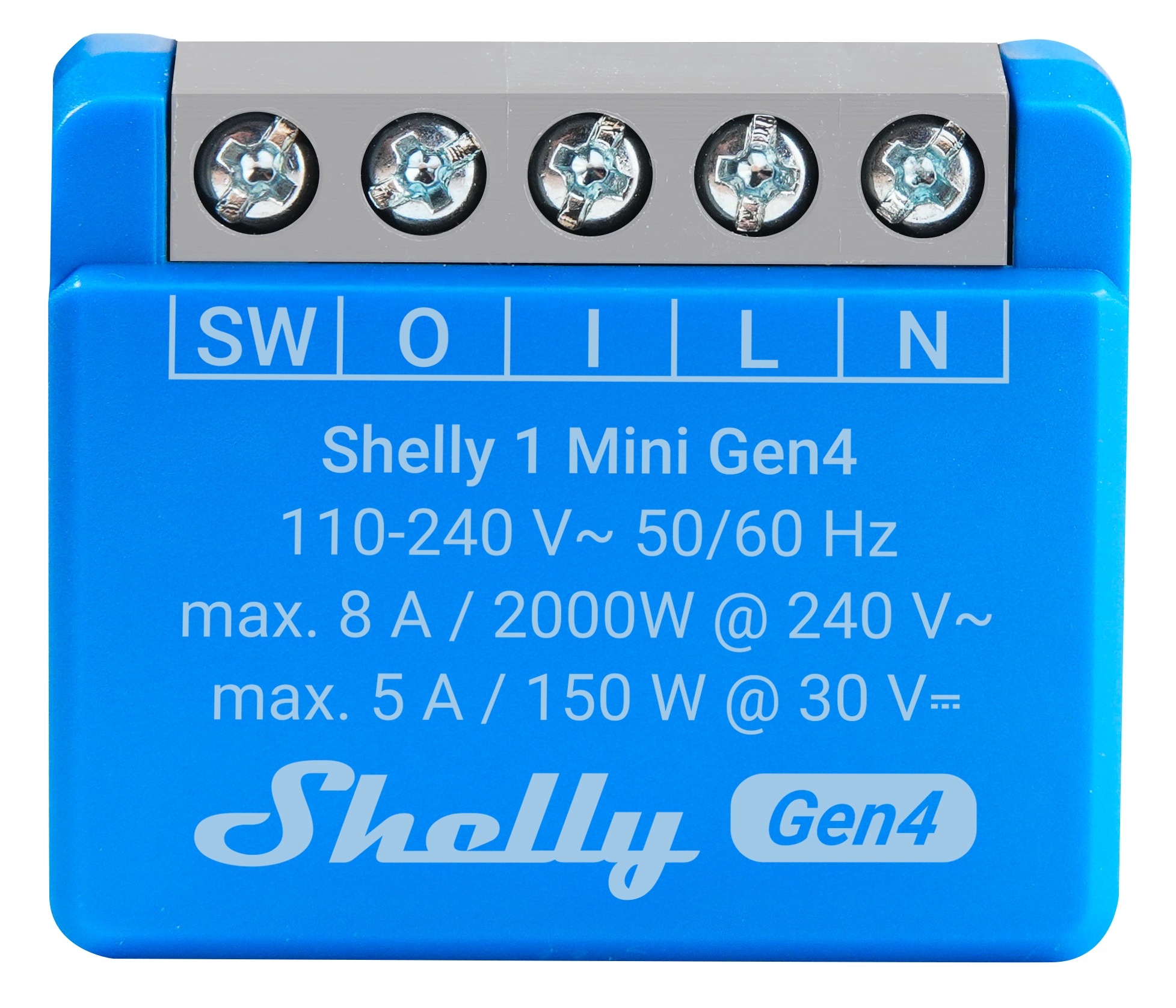 SHELLY Relais 1 Mini Gen4, 8 A, WLAN, Bluetooth, blau SHELLY Relais 1 Mini Gen4, 8 A, WLAN, Bluetooth, blau