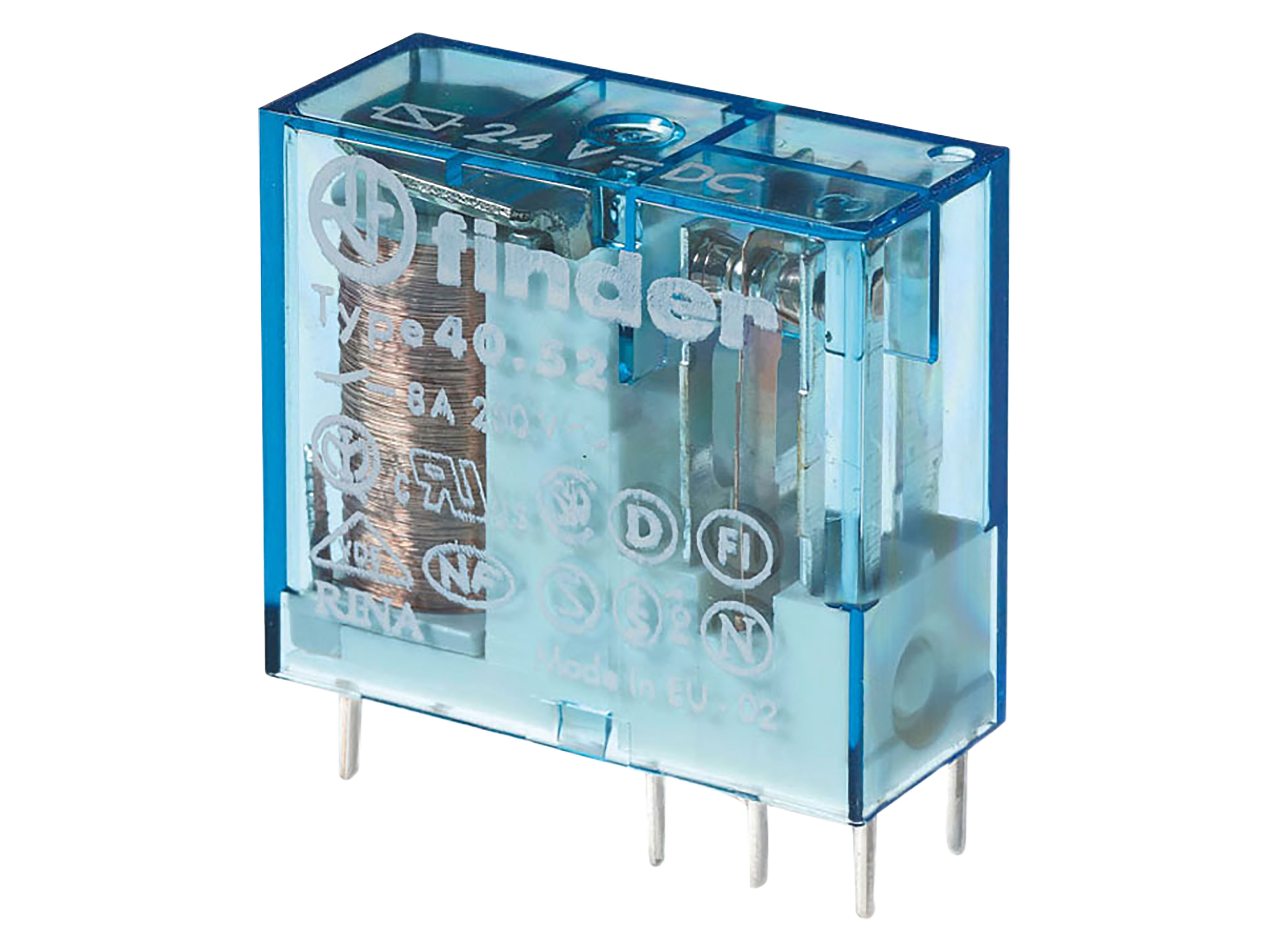 FINDER Steck-/Printrelais, 2 Wechsler für 8 A, Spule 48 V DC sensitiv 40.52.7.048.0000